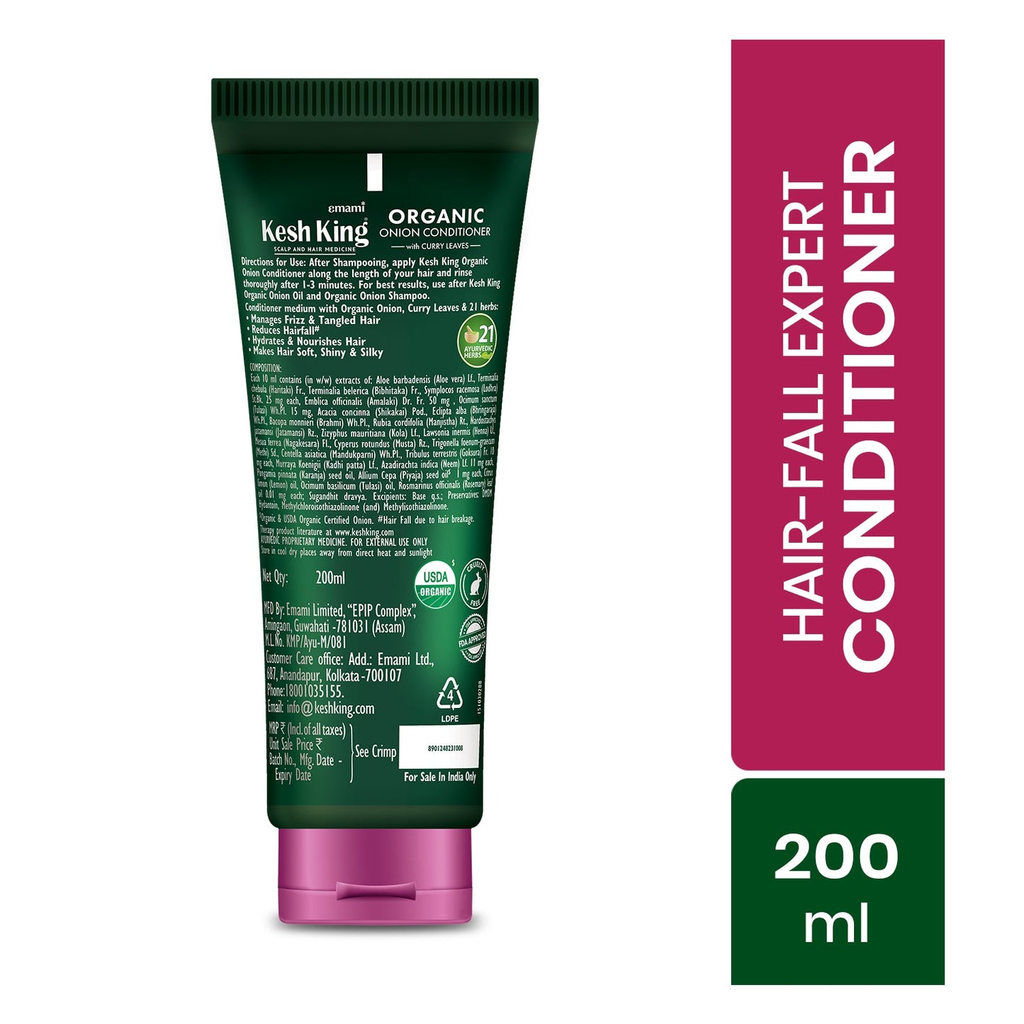 Kesh King Organic Onion Conditioner with Curry Leaves for hydrated and nourished hair 200 ml