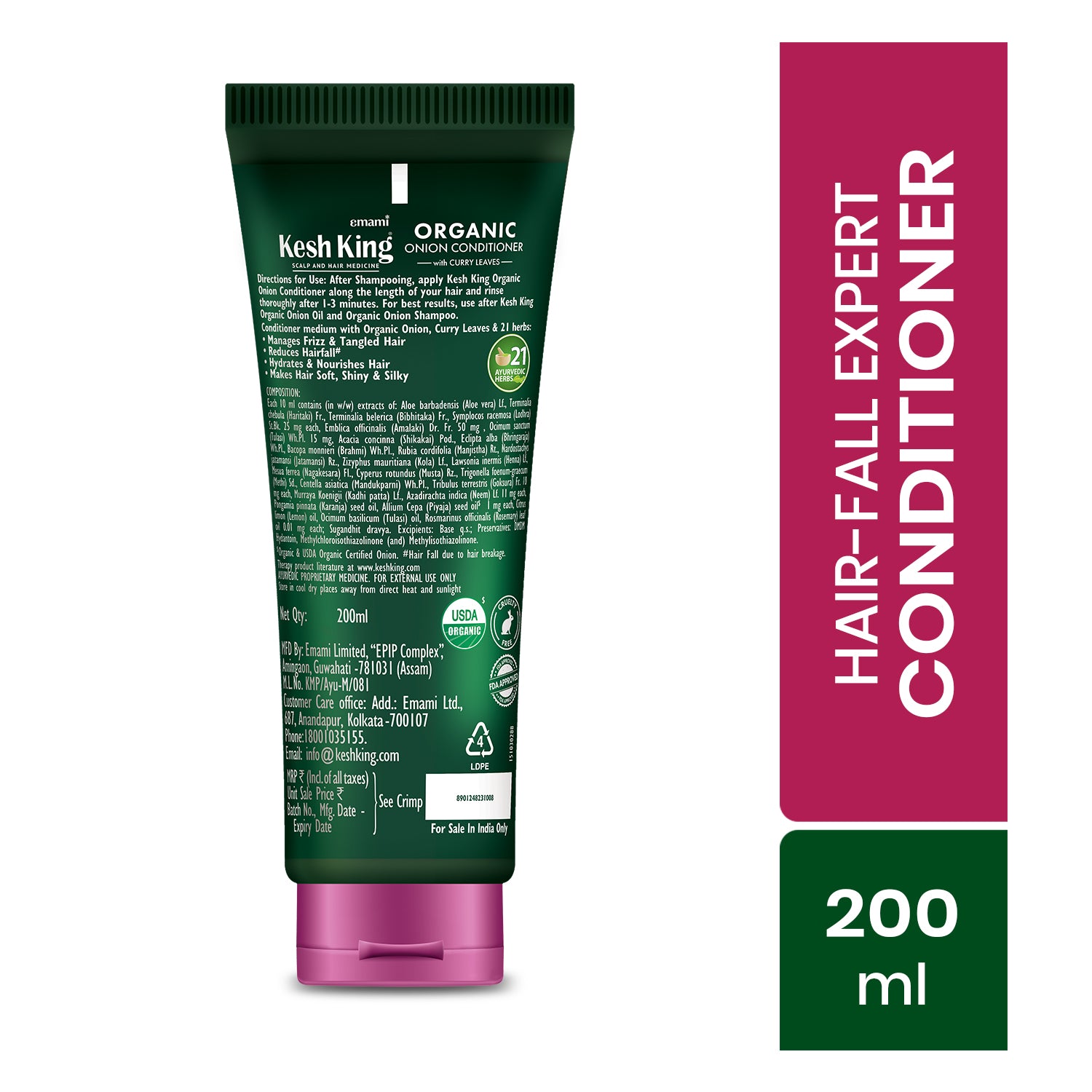 Kesh King Organic Onion Conditioner with Curry Leaves for hydrated and nourished hair 200 ml