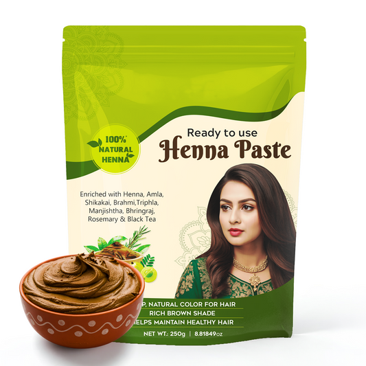 KAVERI Ready to Use Henna Paste for Hair – Natural Hair Color with Henna, Amla & Shikakai – Rich Brown Shade – 250g 250g