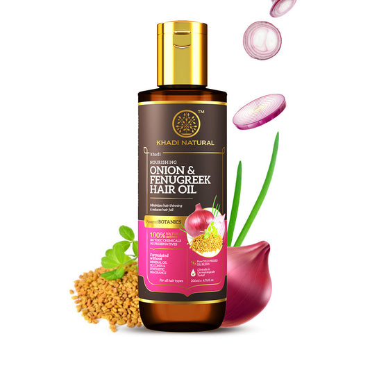 Onion & Fenugreek Hair Oil - Mineral Oil, Silicones, Synthetic Fragrance Free 200ml