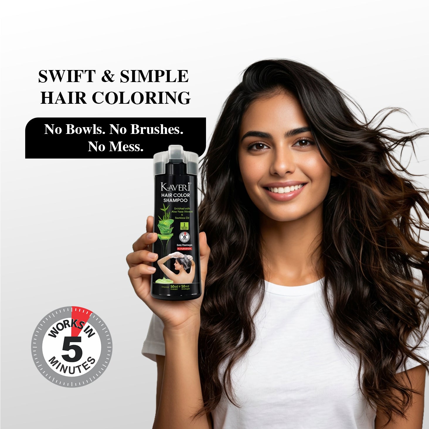 Kaveri Hair Color Shampoo For Men & Women (Natural Black 180Ml) 180ml