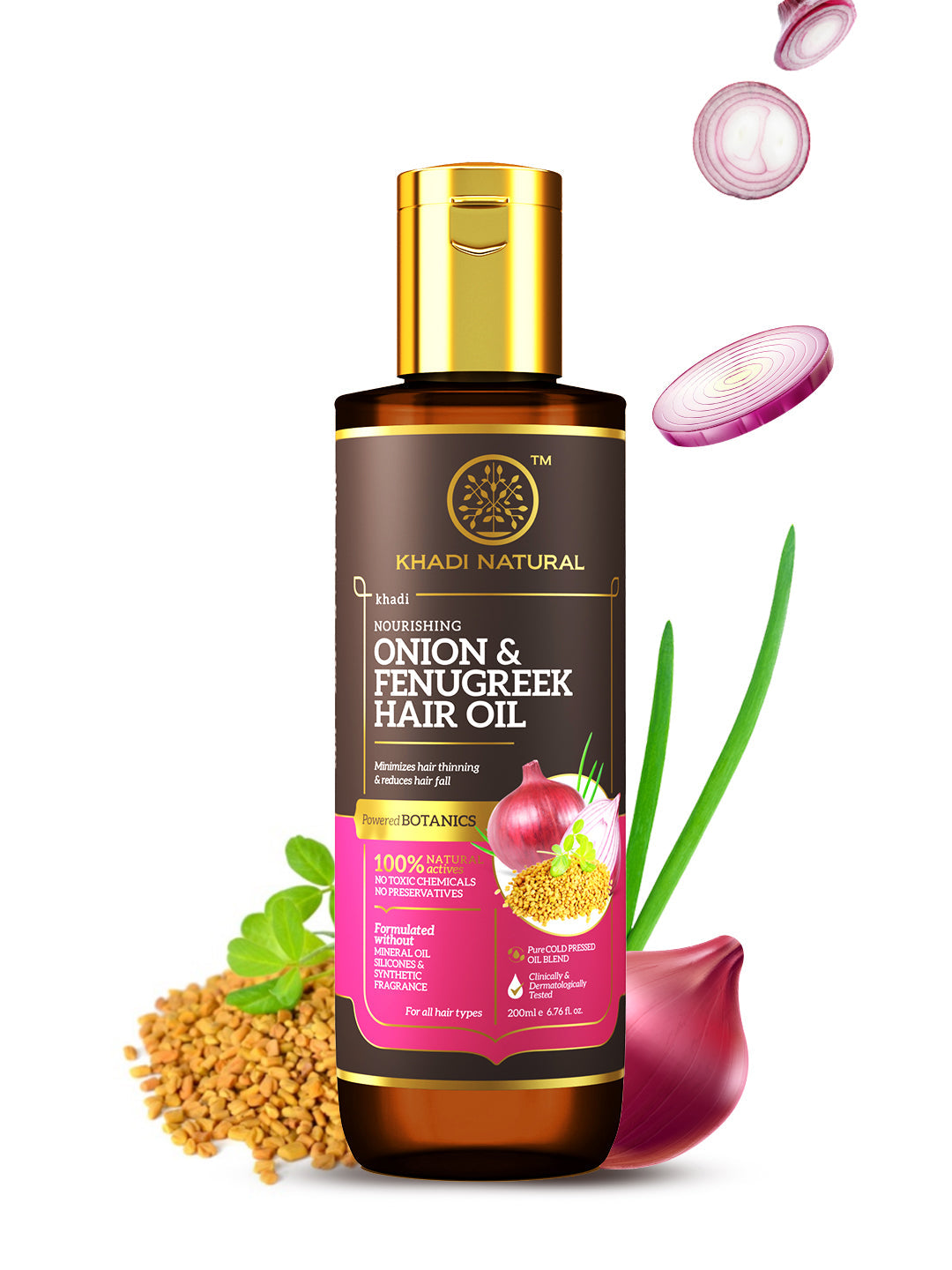 Onion & Fenugreek Hair Oil - Mineral Oil, Silicones, Synthetic Fragrance Free 200ml