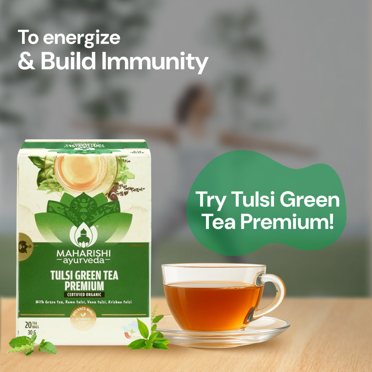 Tulsi Green Tea Premium | Organic Ayurvedic Blend