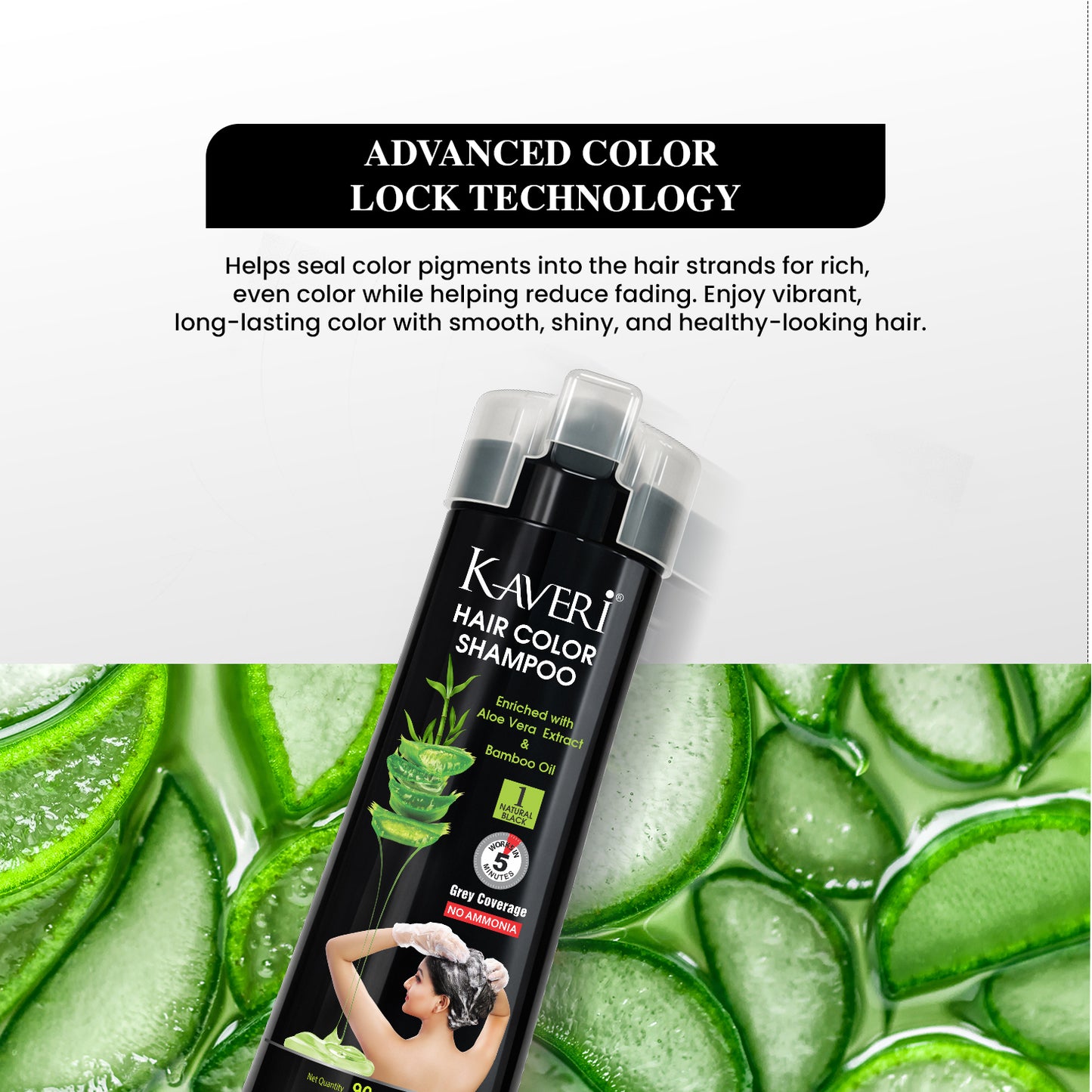 Kaveri Hair Color Shampoo For Men & Women (Natural Black 180Ml) 180ml
