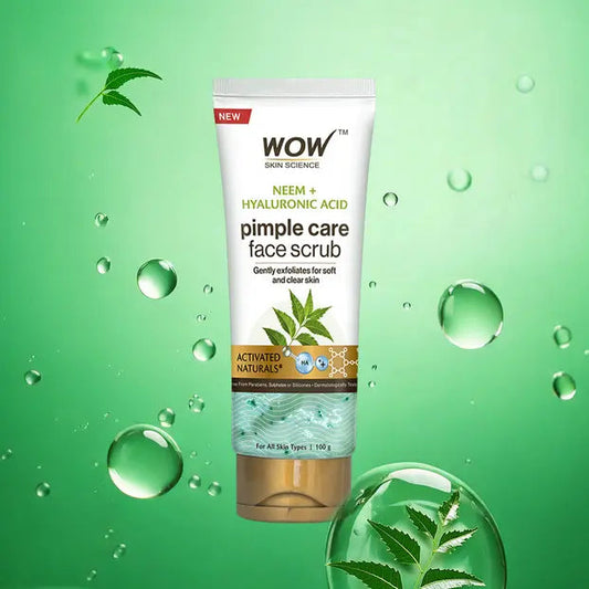 【WOW Skin Science】 Neem & Hyaluronic Acid Face Scrub Pimple-Free, Glowing Skin｜ニーム＆ヒアルロン酸 フェイススクラブ｜100ml