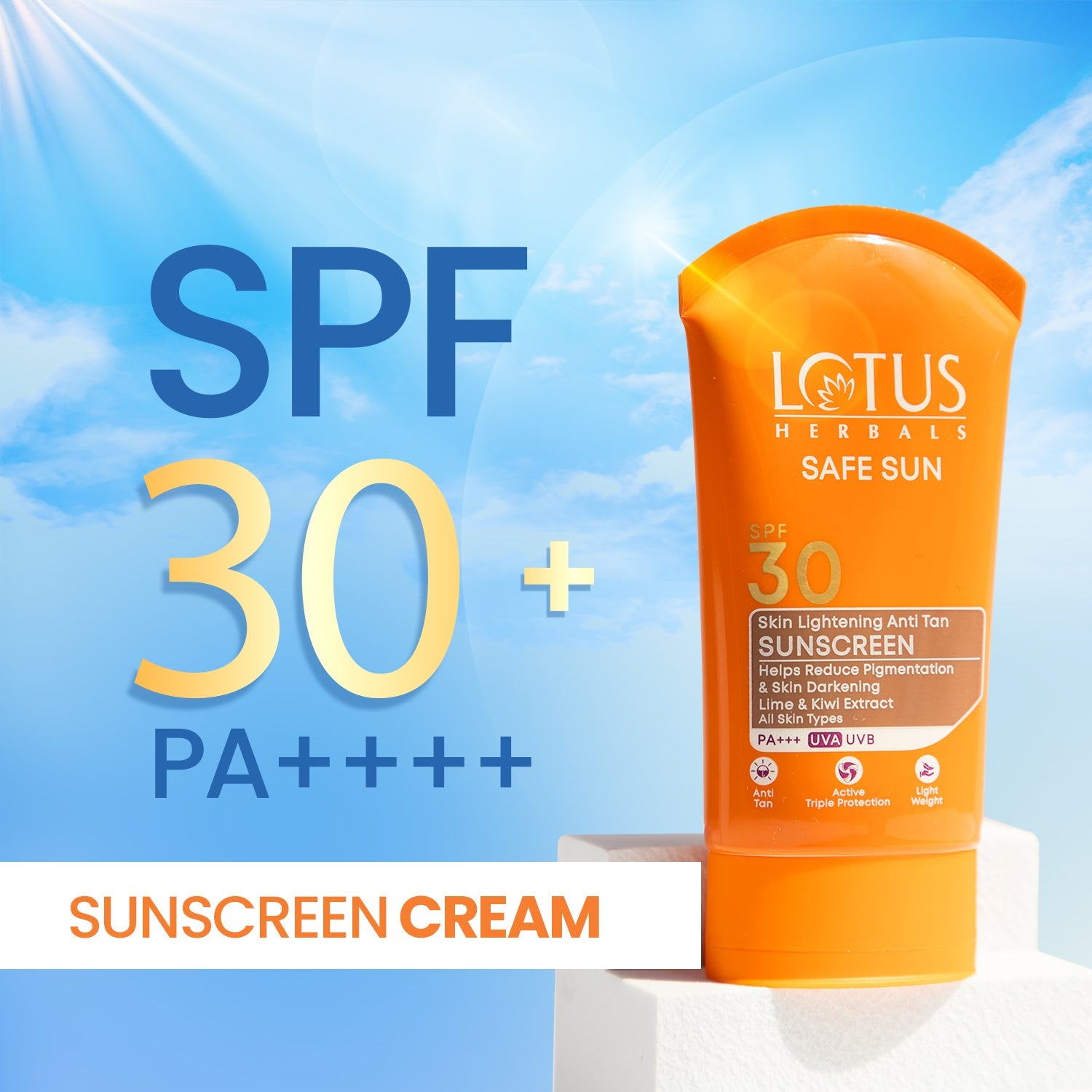 SAFE SUN Skin Lightening SUNSCREEN SPF-30 50g Pack of 2
