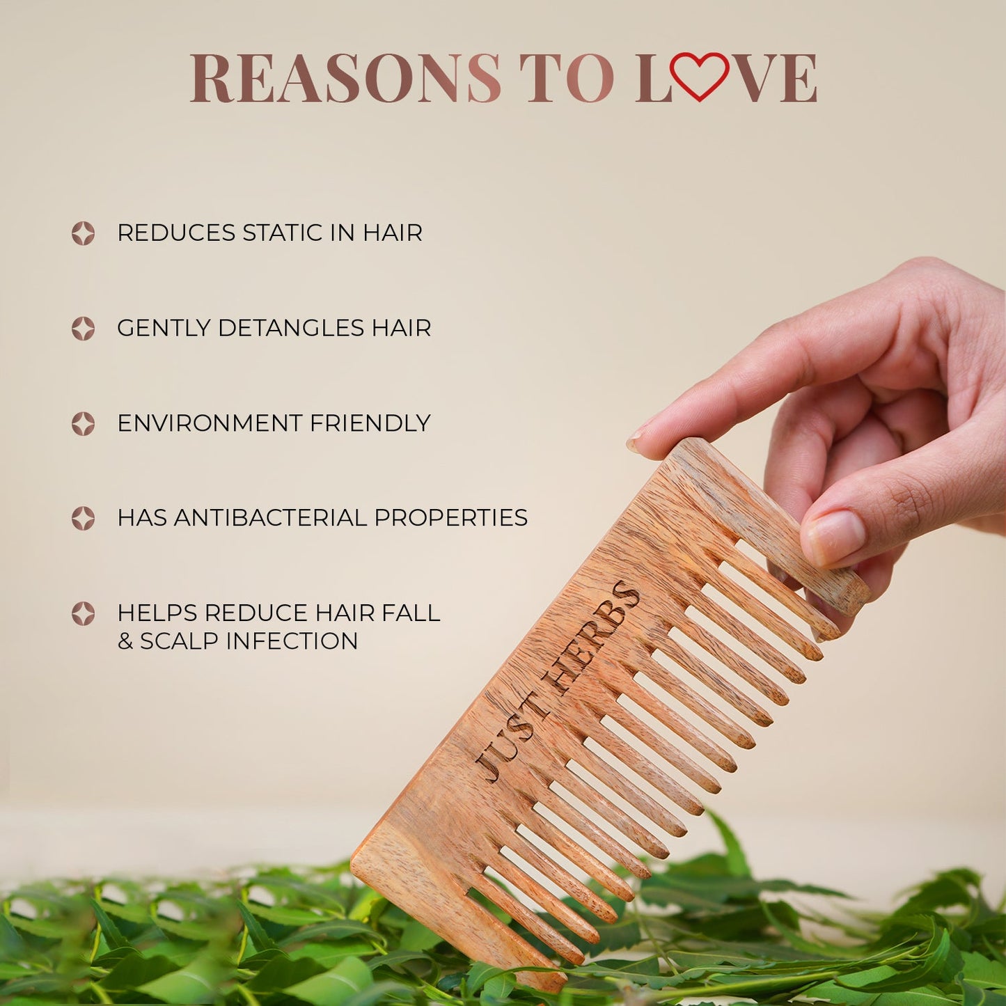 Handmade Wide-Tooth Neem Comb 35g