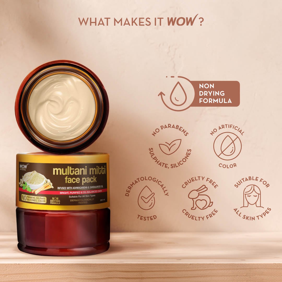 Multani Mitti Face Pack All Skin Types Controls Excess Oil Cleanses Brightens Purifies Skin Face Pac 200ml
