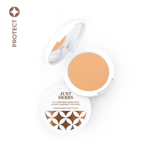 【Just Herbs】 Oil Control Radiance Boost Compact Powder with Sandalwood & Rice Starch 06 Coffee