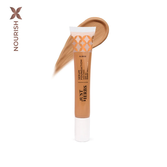 【Just Herbs】 Serum Foundation Dewy Finish SPF30+ Tube with Rosehip and Rice Starch 06 Beige