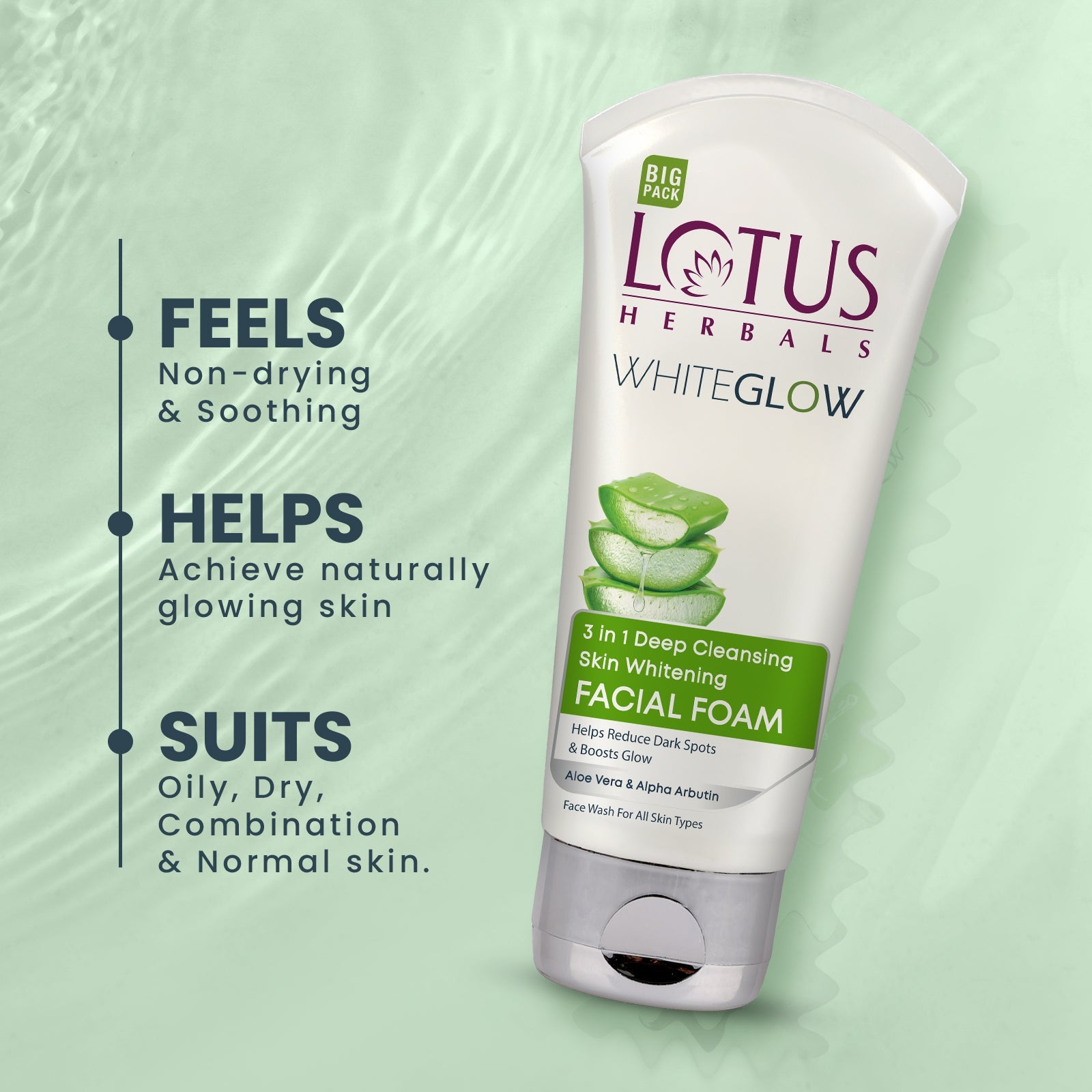 WhiteGlow 3 In 1 Deep Cleansing Skin Brightening Facial Foam Big Pack 200 g
