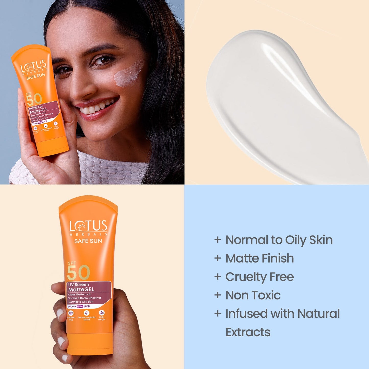 Safe Sun UV Screen MatteGEL Sunscreen SPF 50 PA+++ 50 g