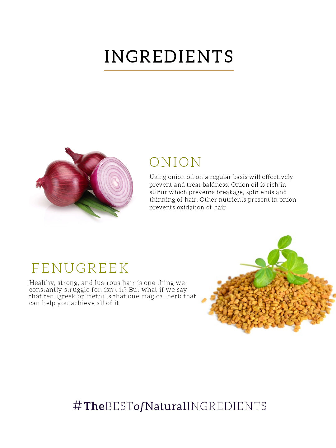 Onion & Fenugreek Hair Oil - Mineral Oil, Silicones, Synthetic Fragrance Free 200ml
