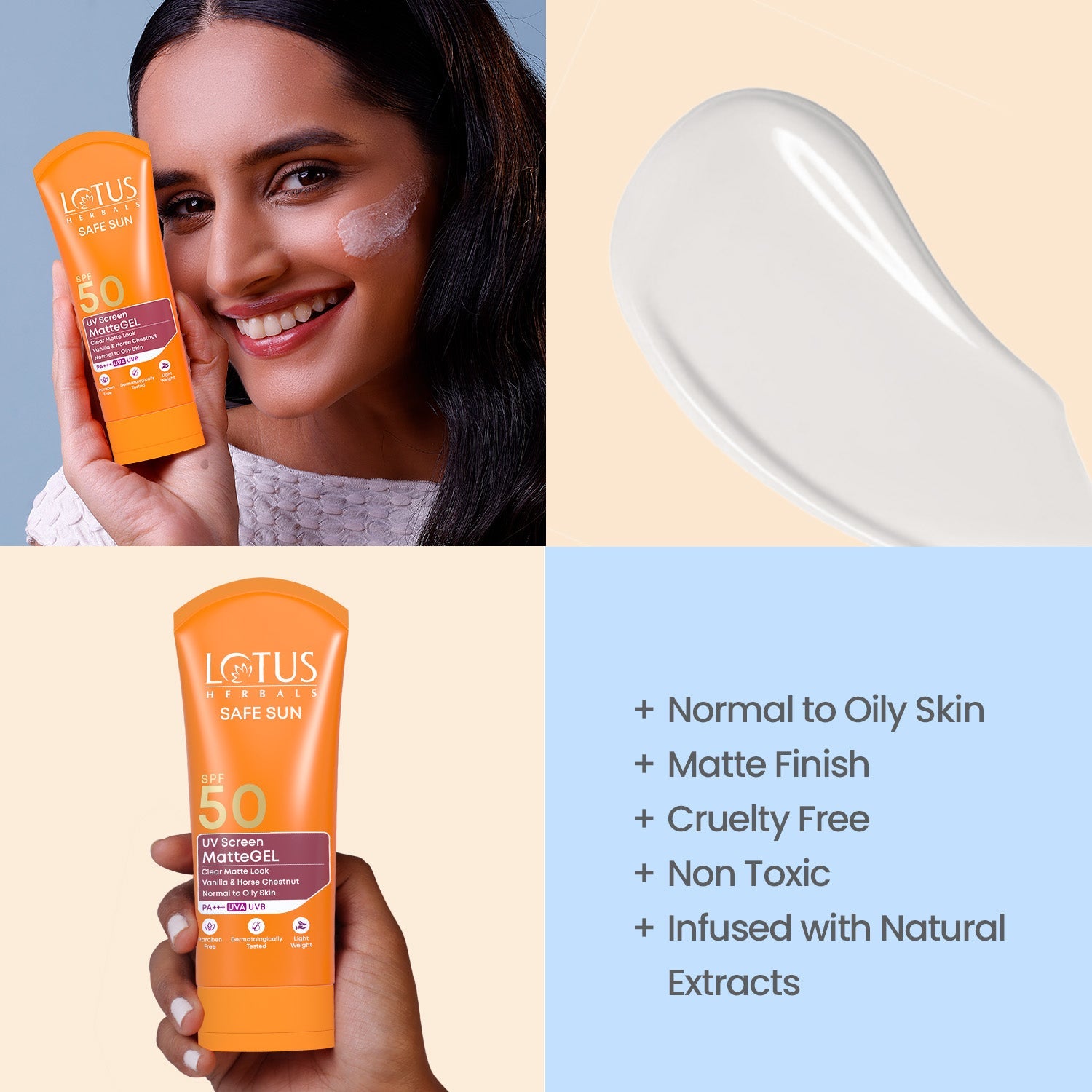 Safe Sun UV Screen MatteGEL Sunscreen SPF 50 PA+++ 50 g