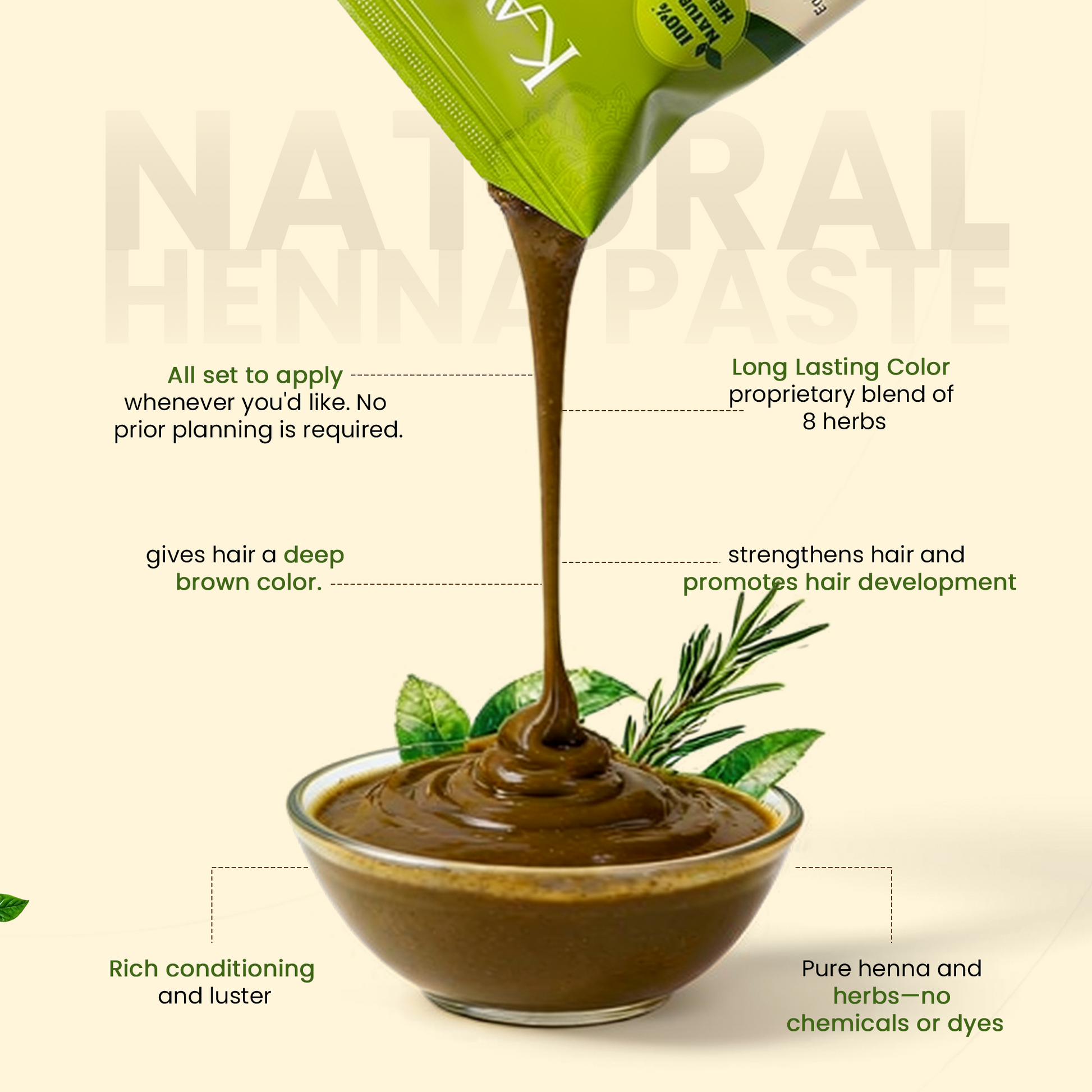 KAVERI Ready to Use Henna Paste for Hair – Natural Hair Color with Henna, Amla & Shikakai – Rich Brown Shade – 250g 250g