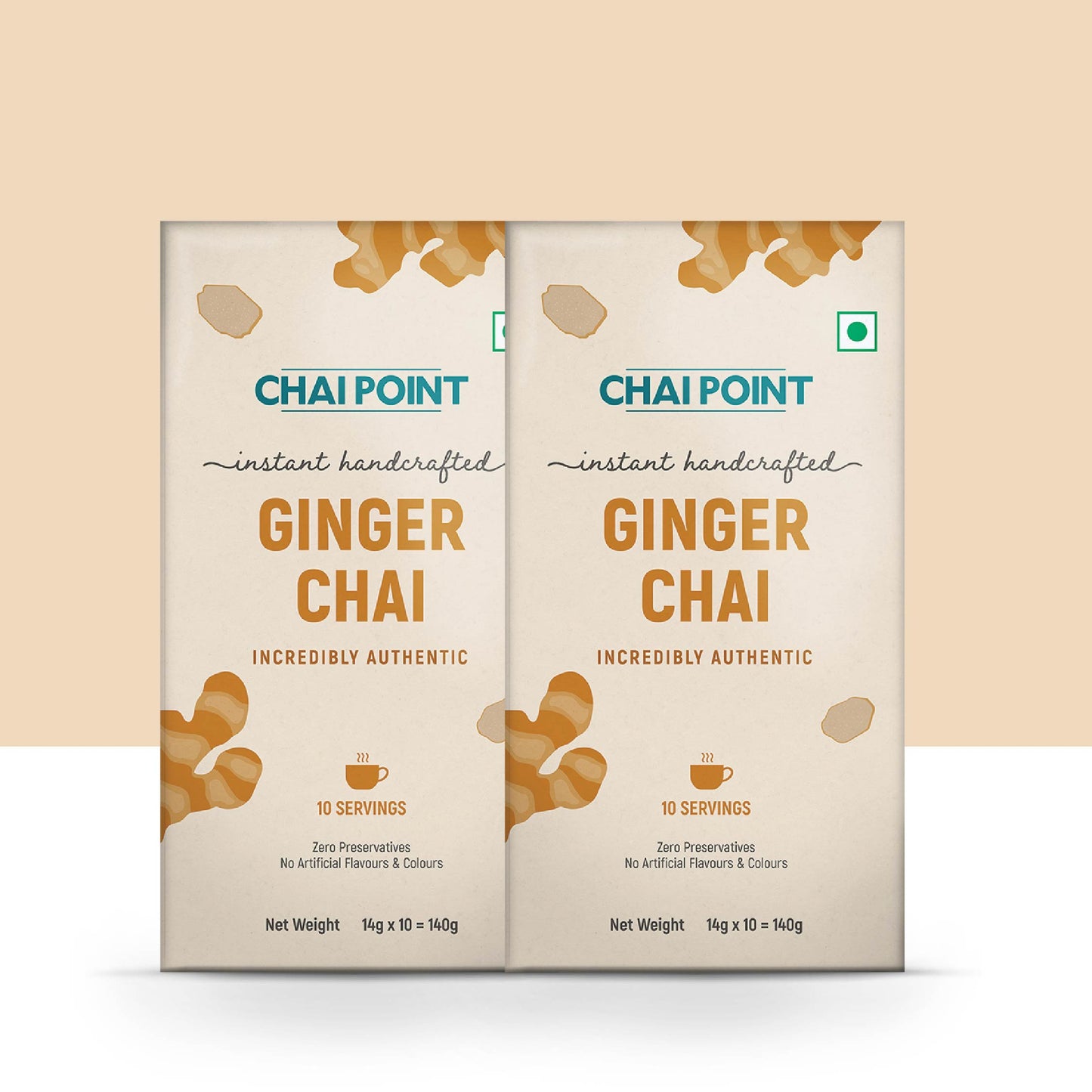 Instant Ginger Tea Premix – Pack of 2 Boxes (20 Sachets, 14g Each) 20 Sachets (14g Each)