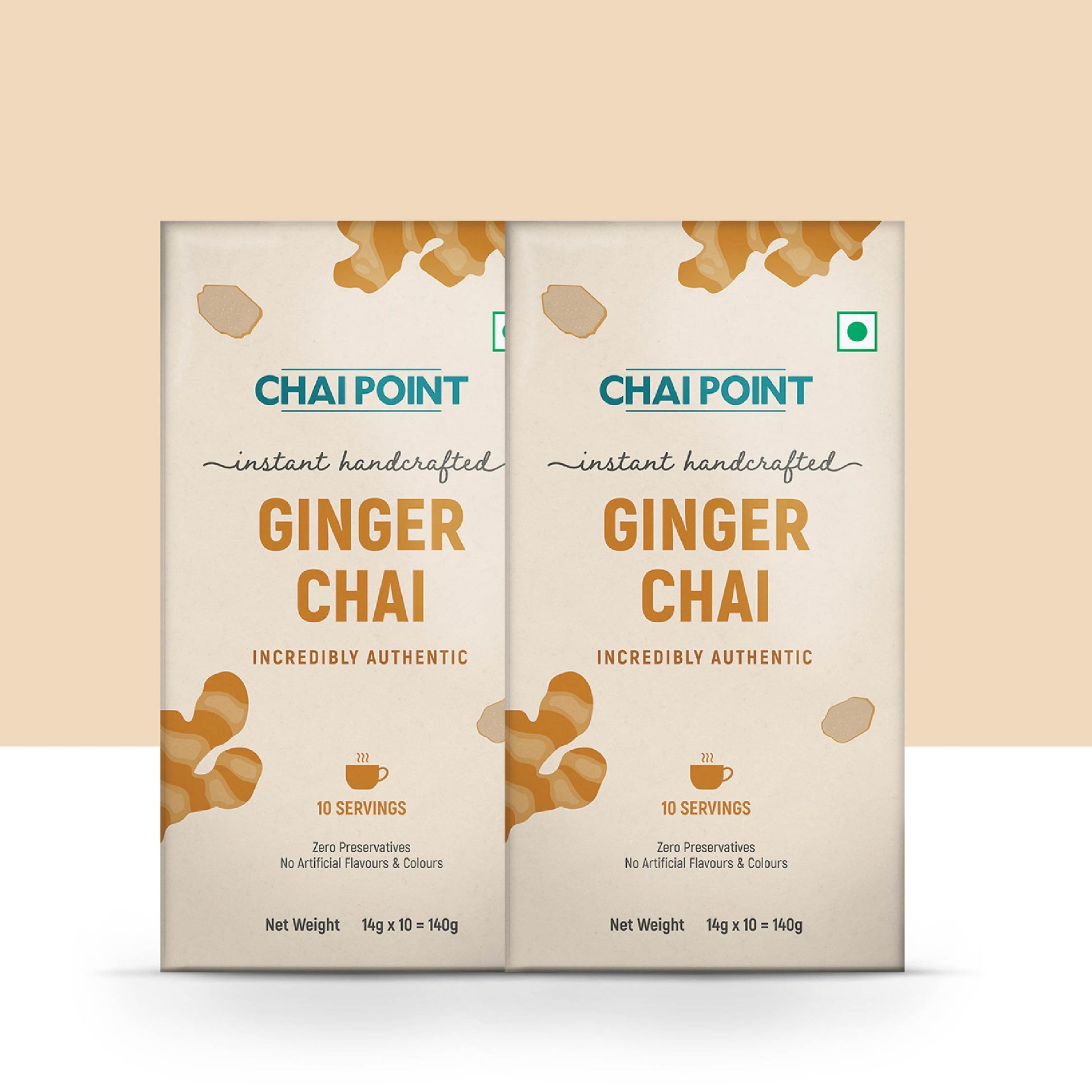 Instant Ginger Tea Premix – Pack of 2 Boxes (20 Sachets, 14g Each) 20 Sachets (14g Each)