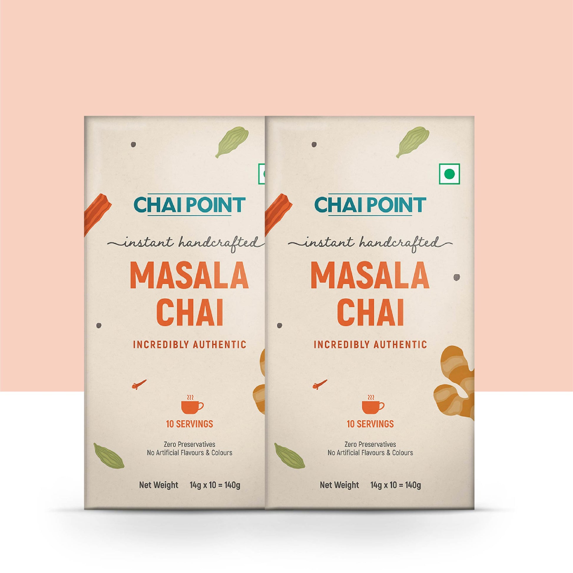 Instant Masala Tea Premix – Pack of 2 Boxes (20 Sachets, 14g Each) 20 Sachets (14g Each)