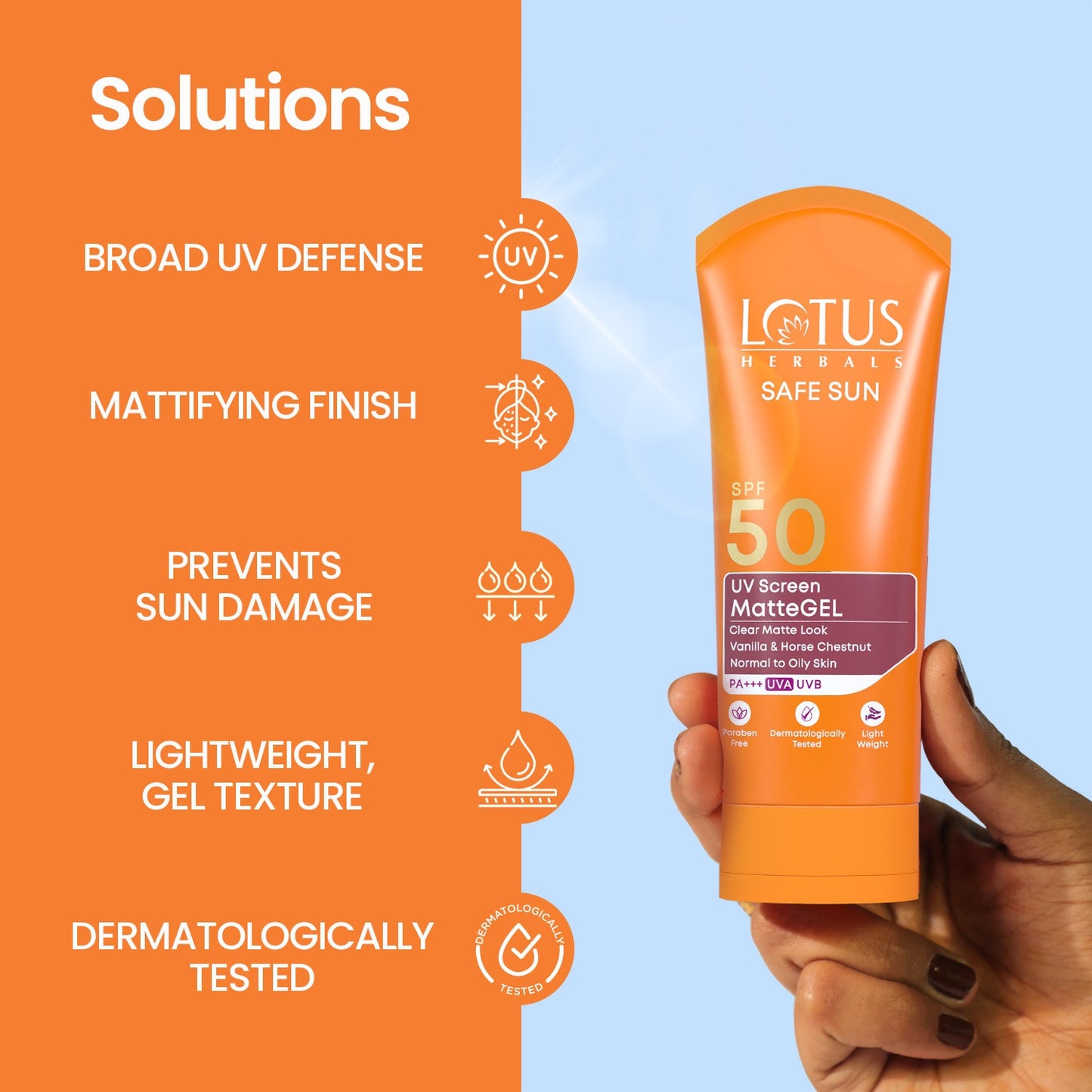 Safe Sun UV Screen MatteGEL Sunscreen SPF 50 PA+++ 50 g