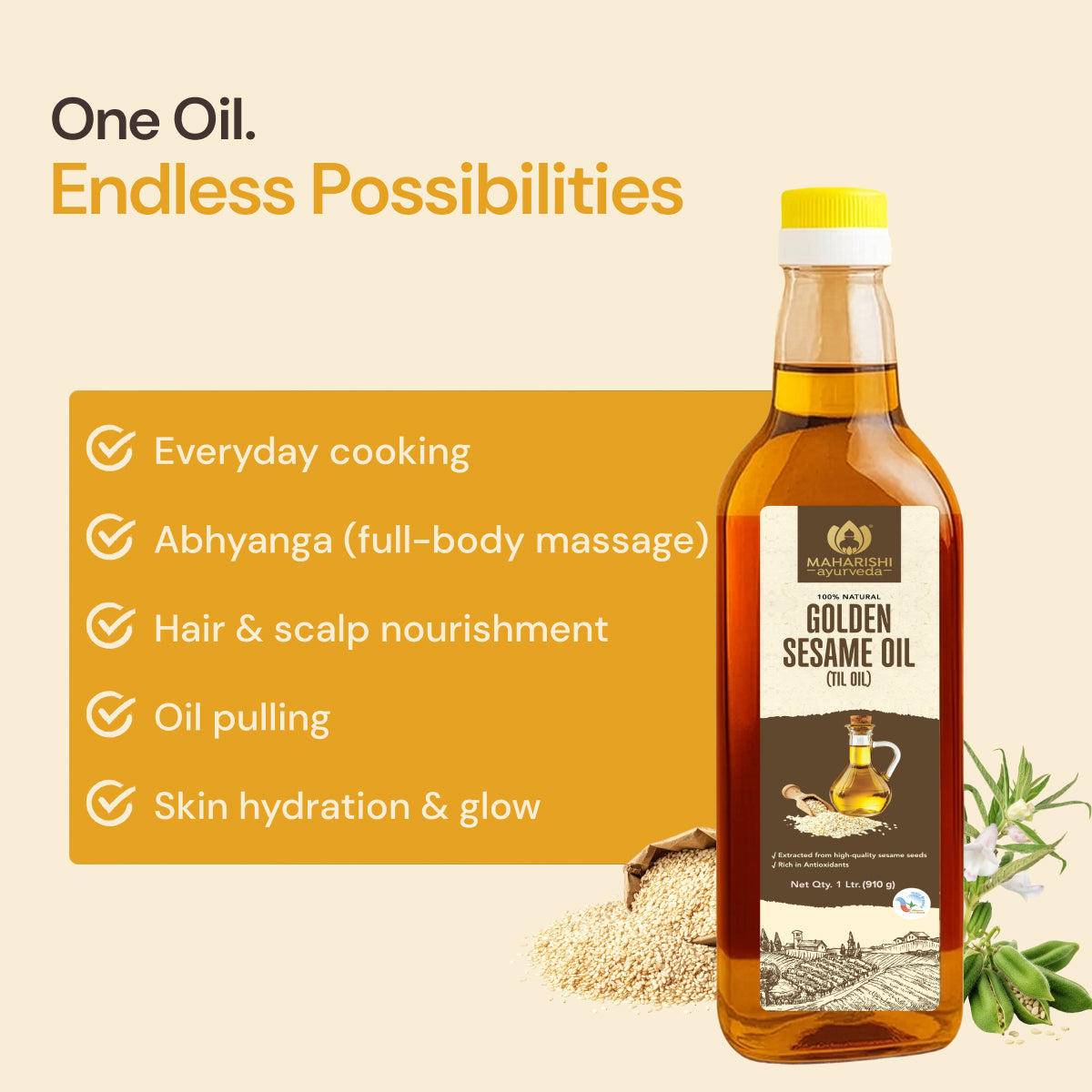 Pure Cold Pressed Sesame Oil Benefits | Skin & Wellness