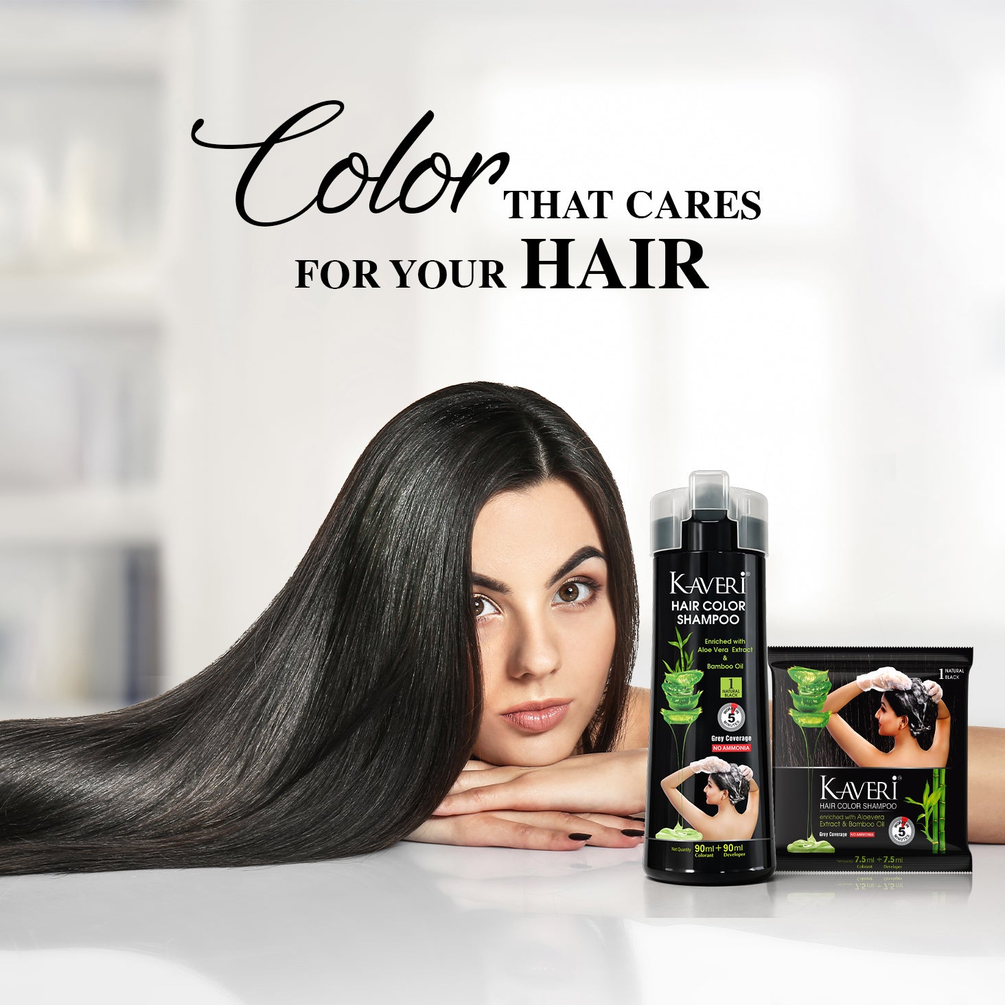 Kaveri Hair Color Shampoo For Men & Women (Natural Black 180Ml) 180ml
