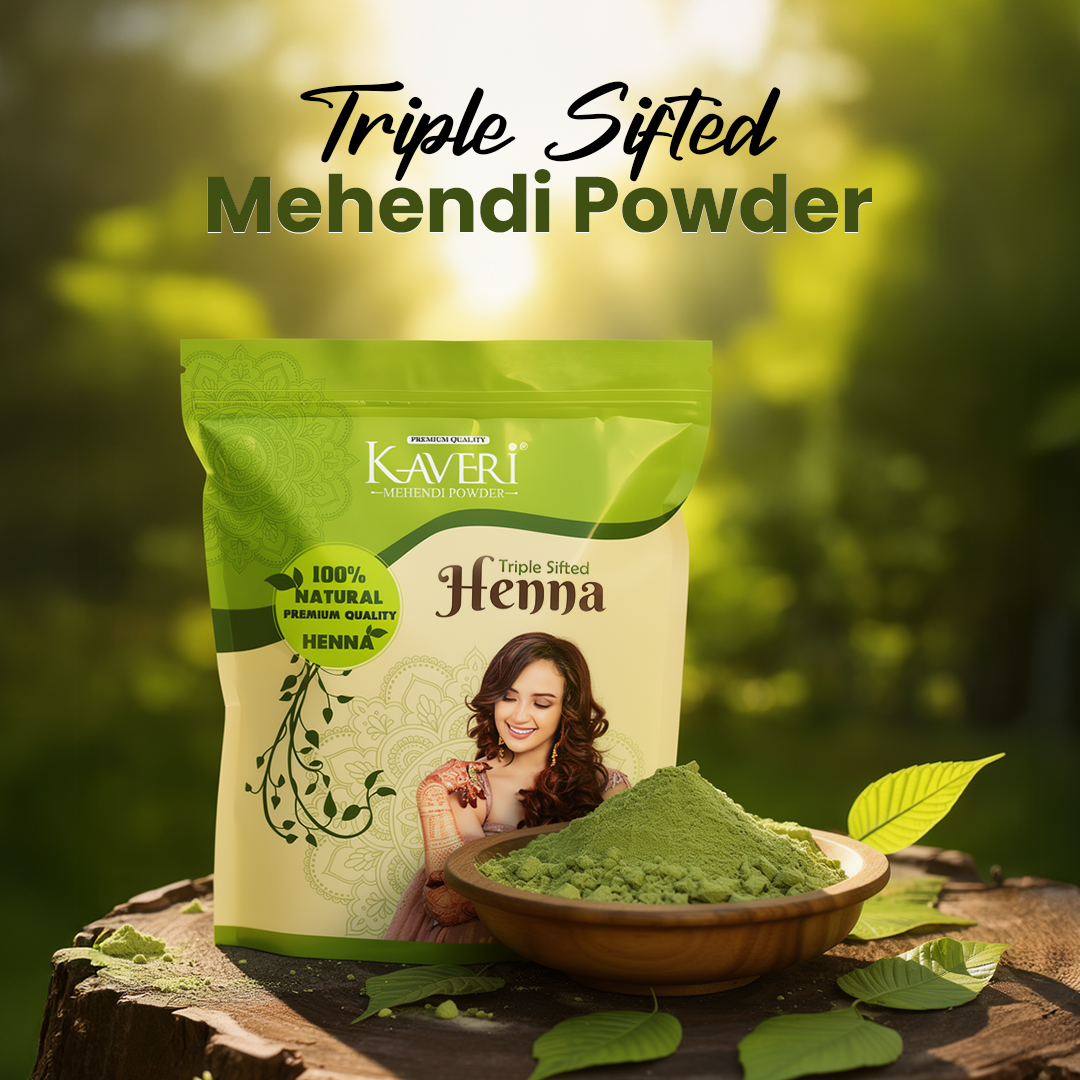 Kaveri Triple Sifted Mehendi Powder 100% Natural Henna Powder for Hair, Hands & Feet 500g