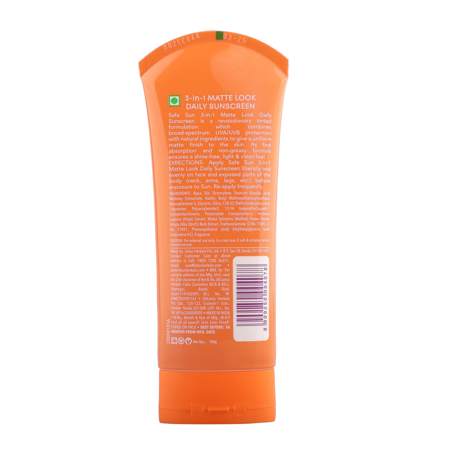 Safe Sun 3 In 1 Matte-Look Daily Sunscreen SPF 40 PA+++ 50g