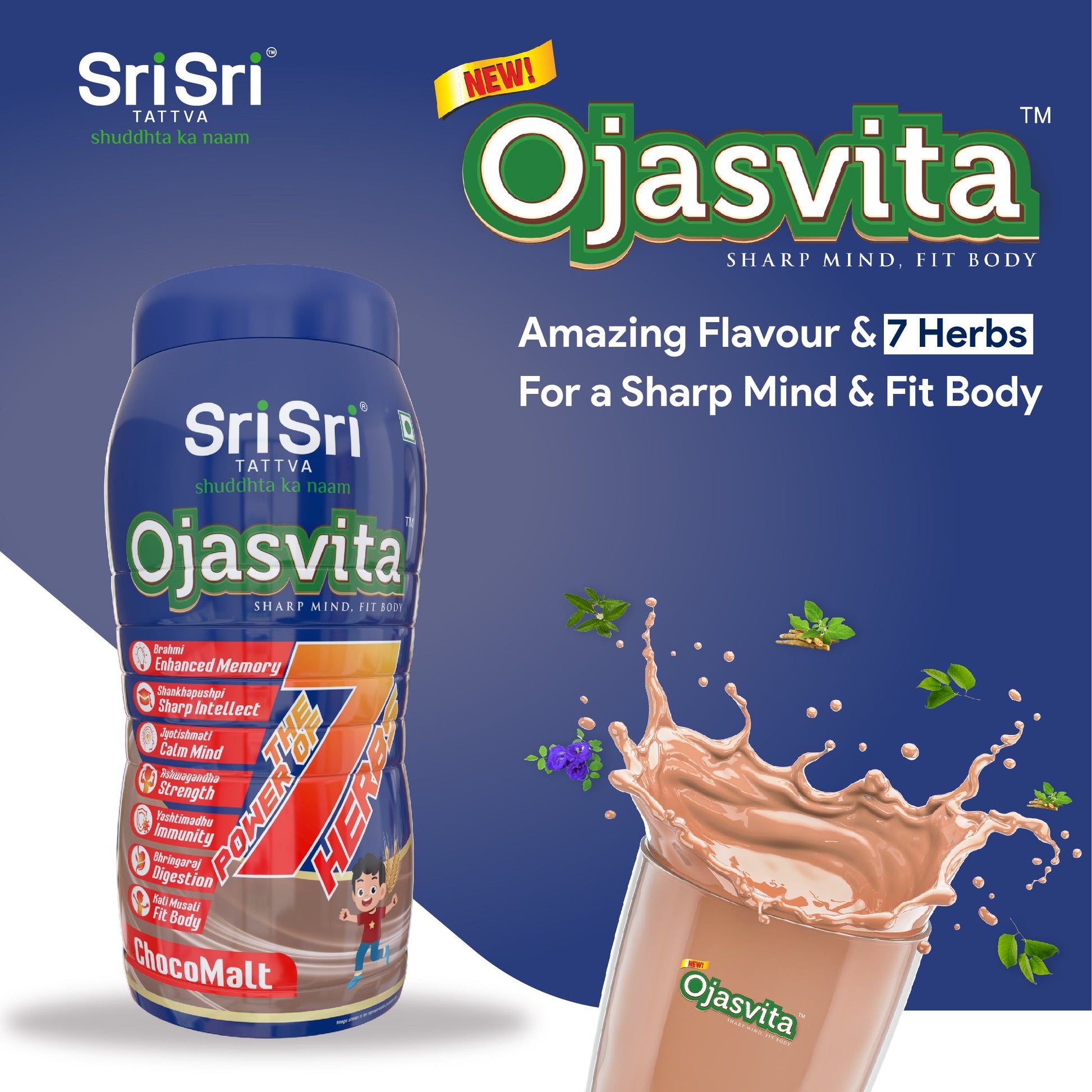 ChocoMalt Ojasvita - Sharp Mind & Fit Body |  Herbal Drink | 500 g, Pet Jar 500g