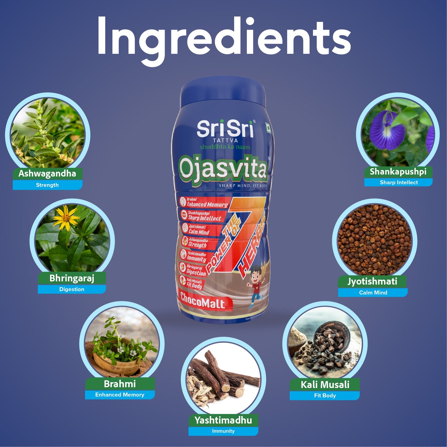 ChocoMalt Ojasvita - Sharp Mind & Fit Body | Herbal Drink | 1 kg, Pet Jar 1kg