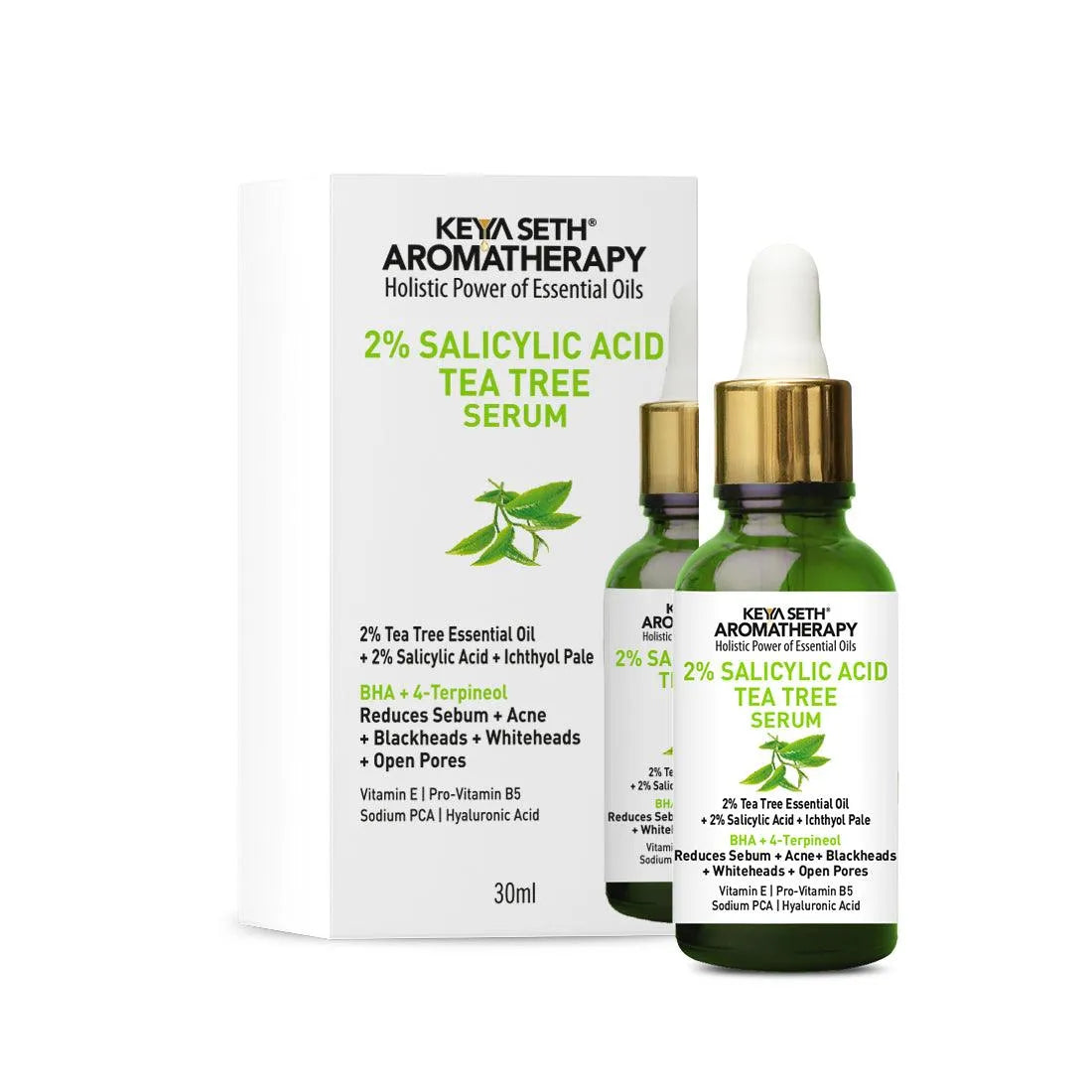 2% Salicylic Acid Tea Tree Serum, BHA + Terpineol, Acne, Blemishes, Blackheads, Whiteheads & Open Pores, Ichthyol Pale, Hyaluronic Acid, Vitamin E B5 30ml