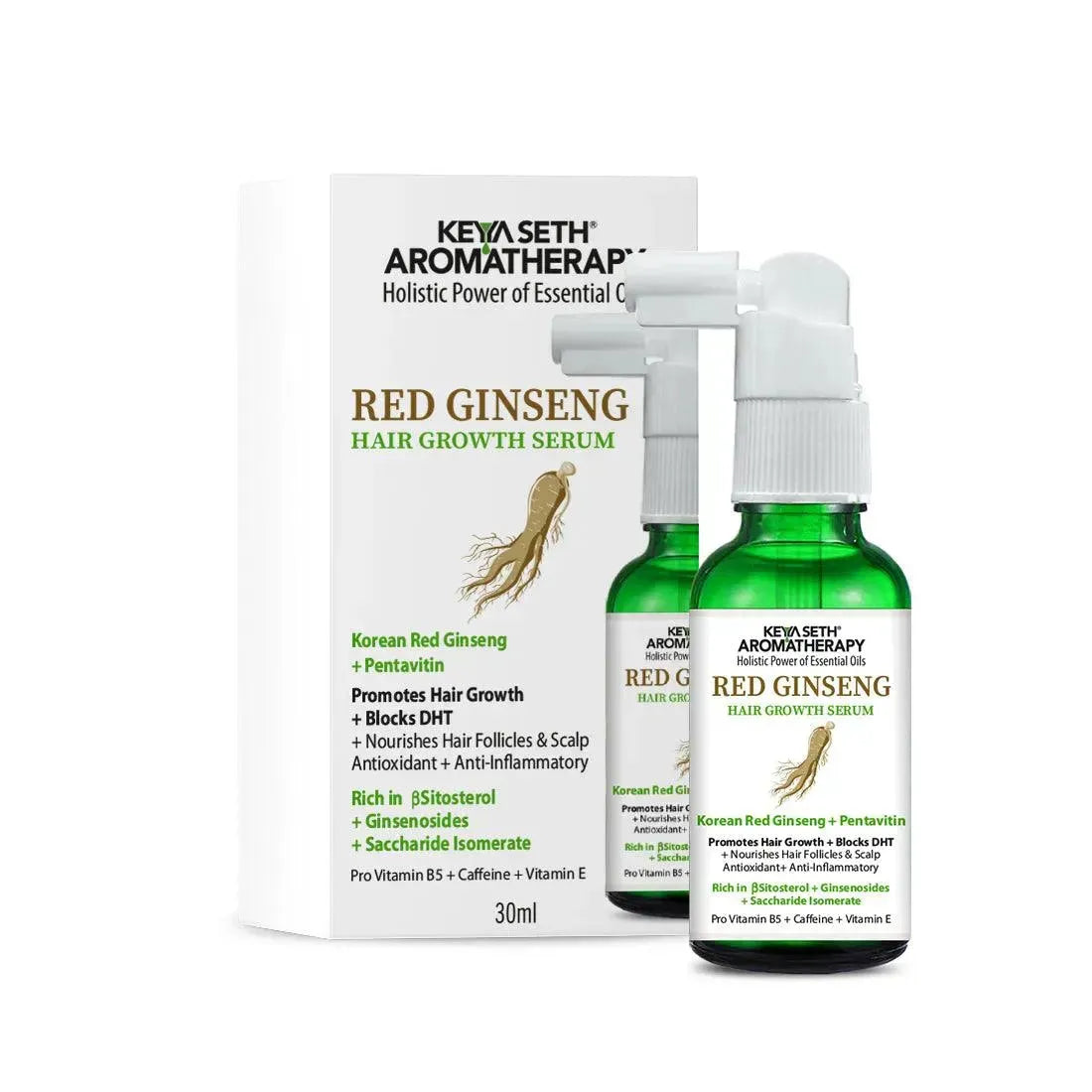 Korean Red Ginseng Hair Growth Serum, Blocks DHT, Pentavitin, Caffeine, Vitamin B5, Hydration, Nourishes Hair Follicles & Scalp, Antioxidant 30ml