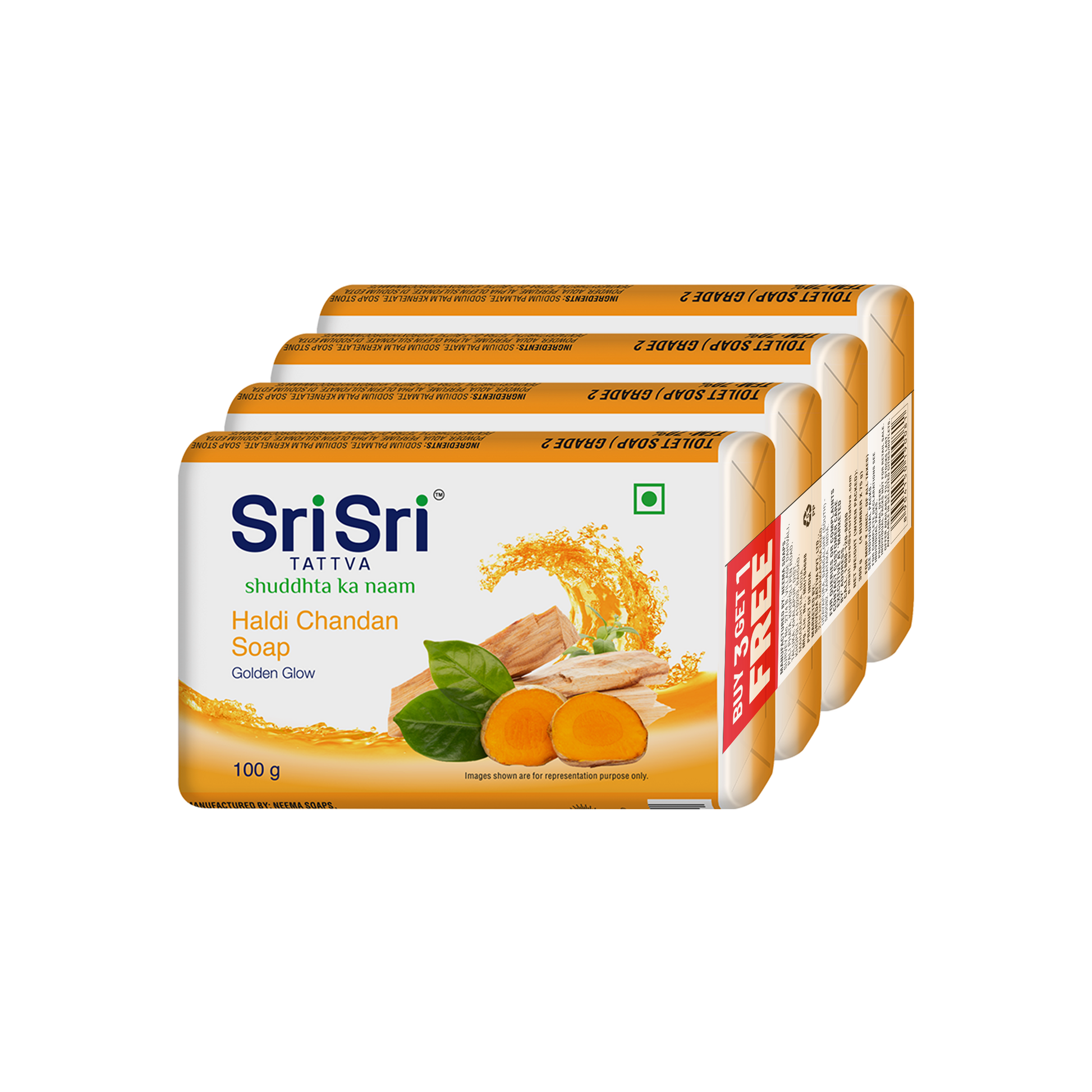 【Sri Sri Tattva】 Haldi Chandan Soap｜ ハルディ＆チャンダン ソープ｜ 100g×4個