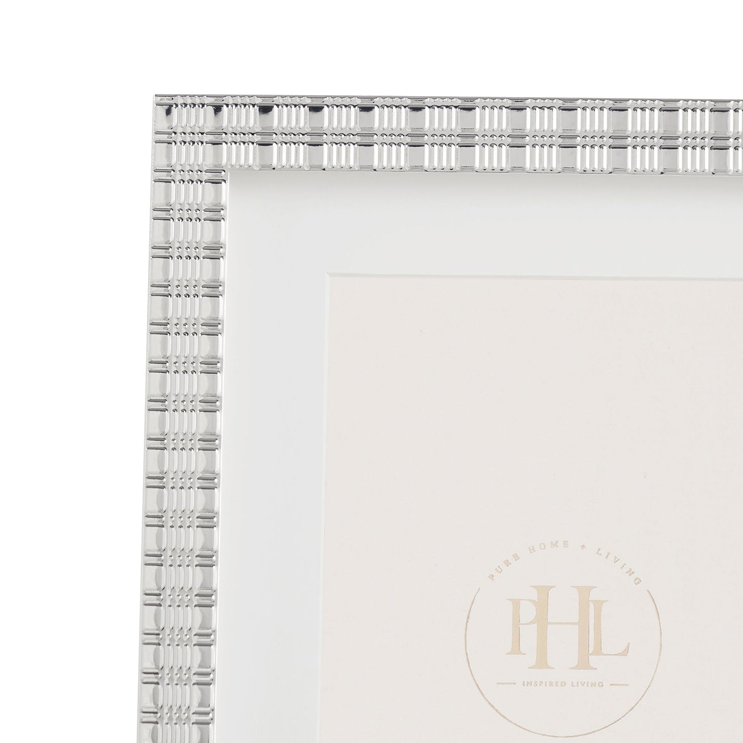 Silver Plated Geometric Pattern Metal Photo Frame - Small