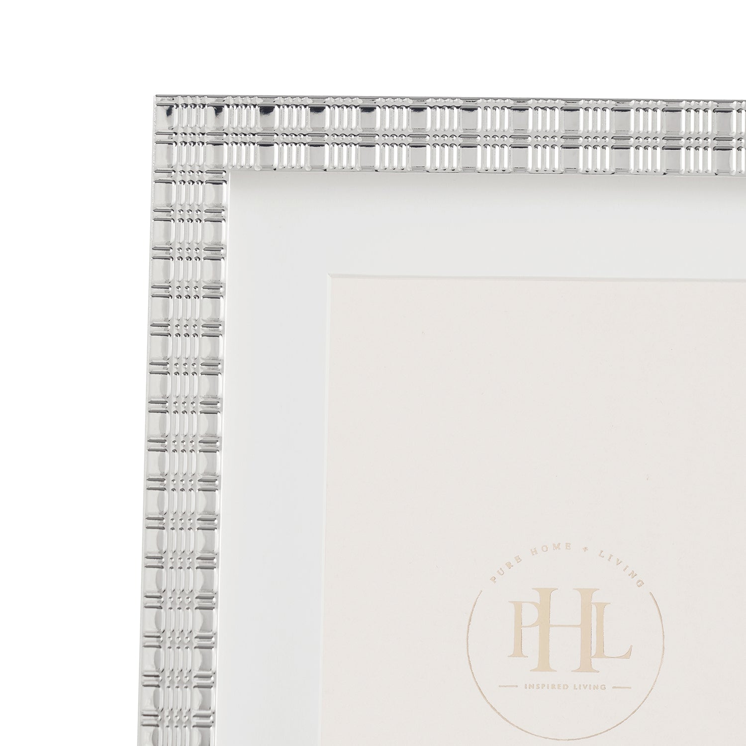 Silver Plated Geometric Pattern Metal Photo Frame - Small