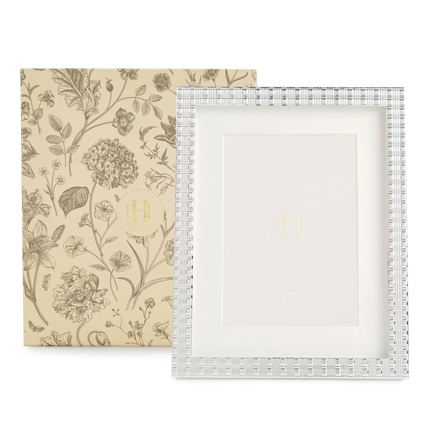 Silver Plated Geometric Pattern Metal Photo Frame - Large