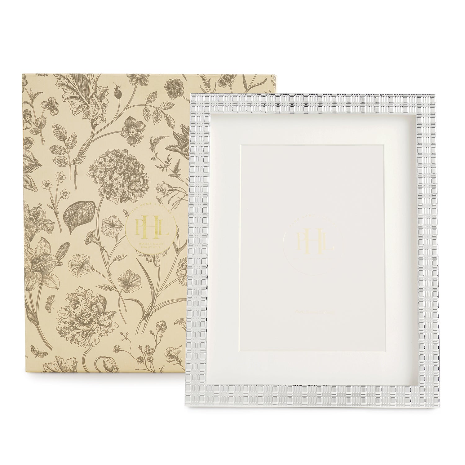 Silver Plated Geometric Pattern Metal Photo Frame - Large