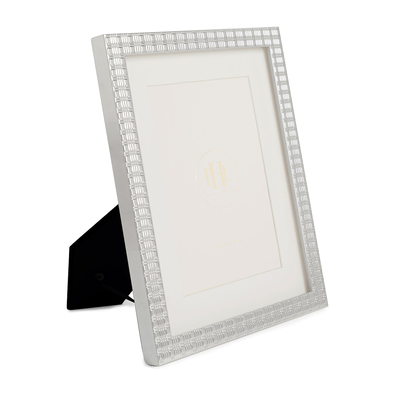 Silver Plated Geometric Pattern Metal Photo Frame - Large
