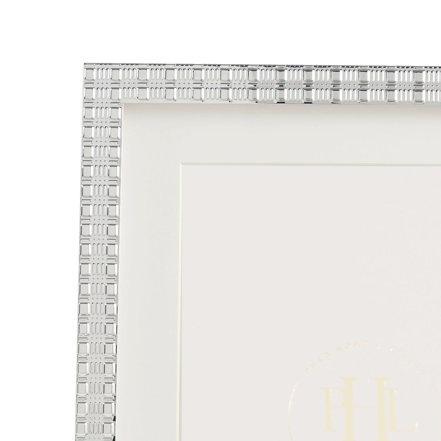 Silver Plated Geometric Pattern Metal Photo Frame - Large