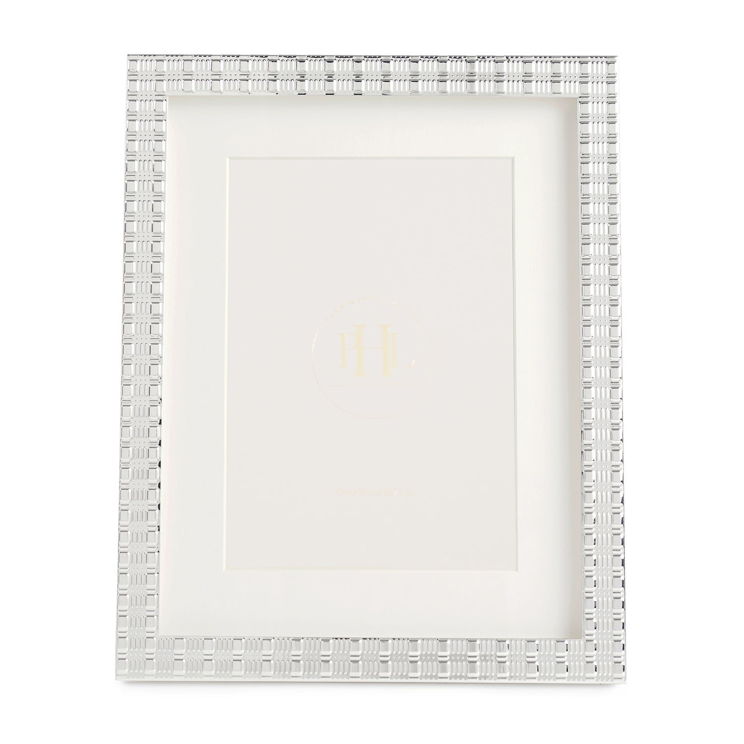 Silver Plated Geometric Pattern Metal Photo Frame - Large