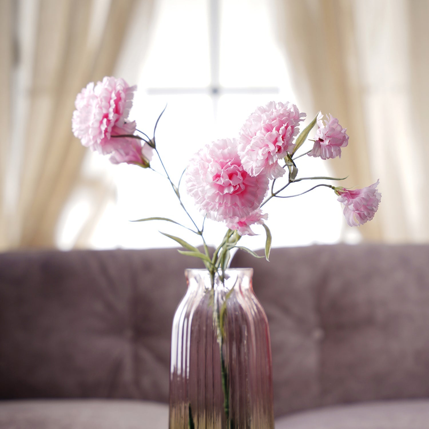 Pink Carnation Faux Flower Stem Single