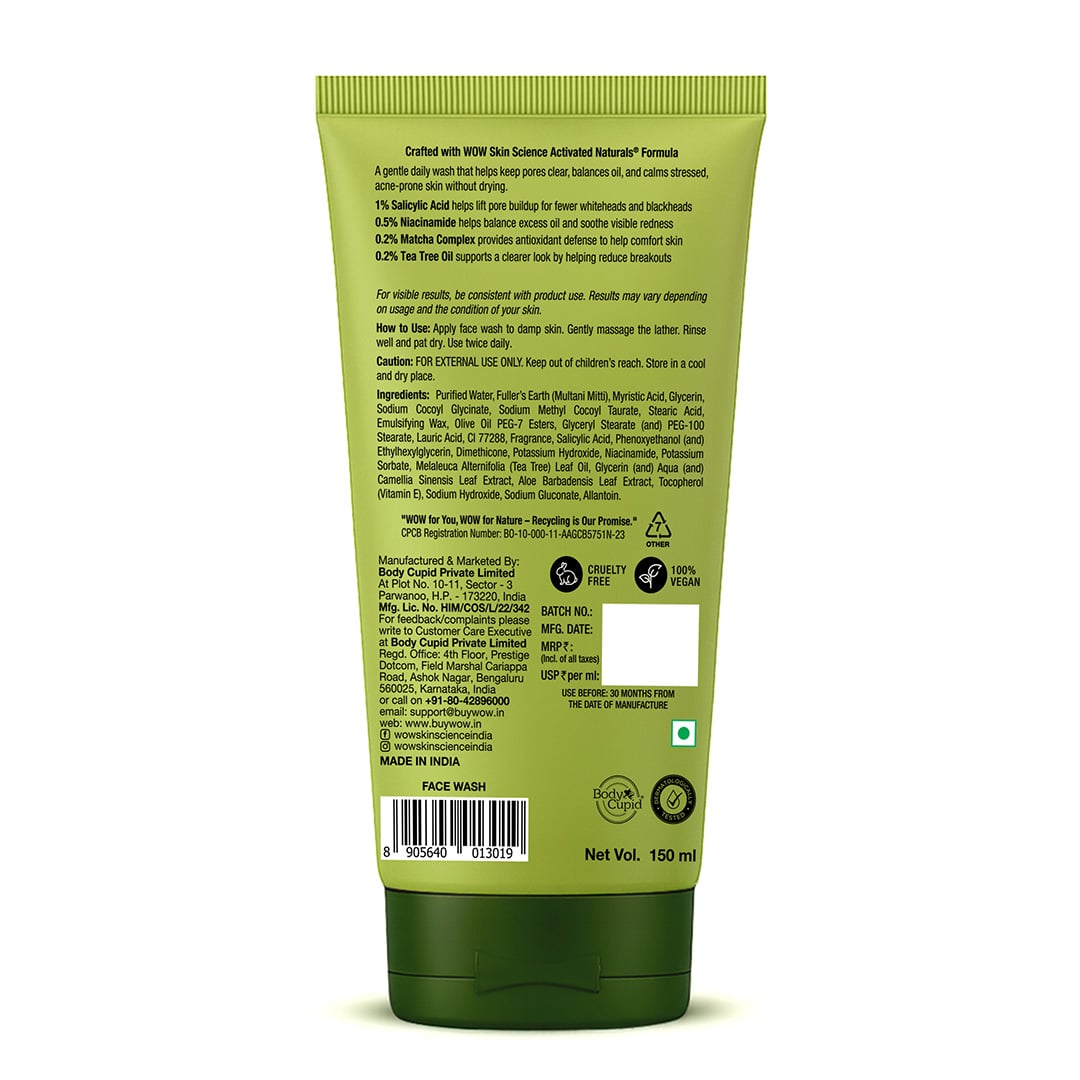 Japanese Matcha Mud Face Wash Purifies and Balances Oily Skin 150ml