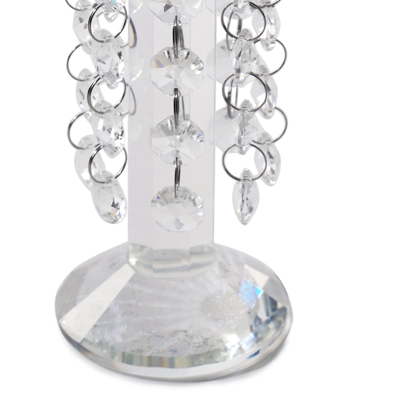 Clear Crystal Tapered Candle Holder With Hanging