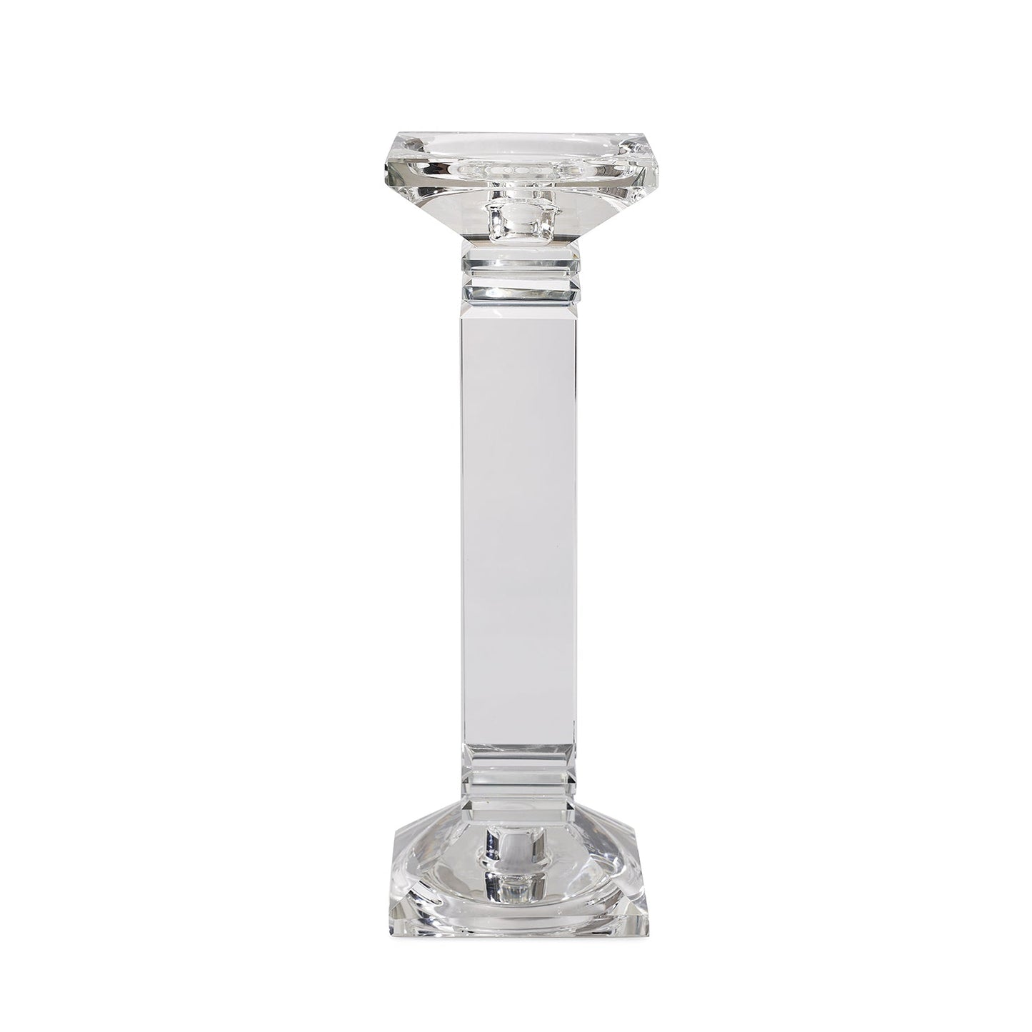 Clear Crystal Pillar Shaped Candle Holder