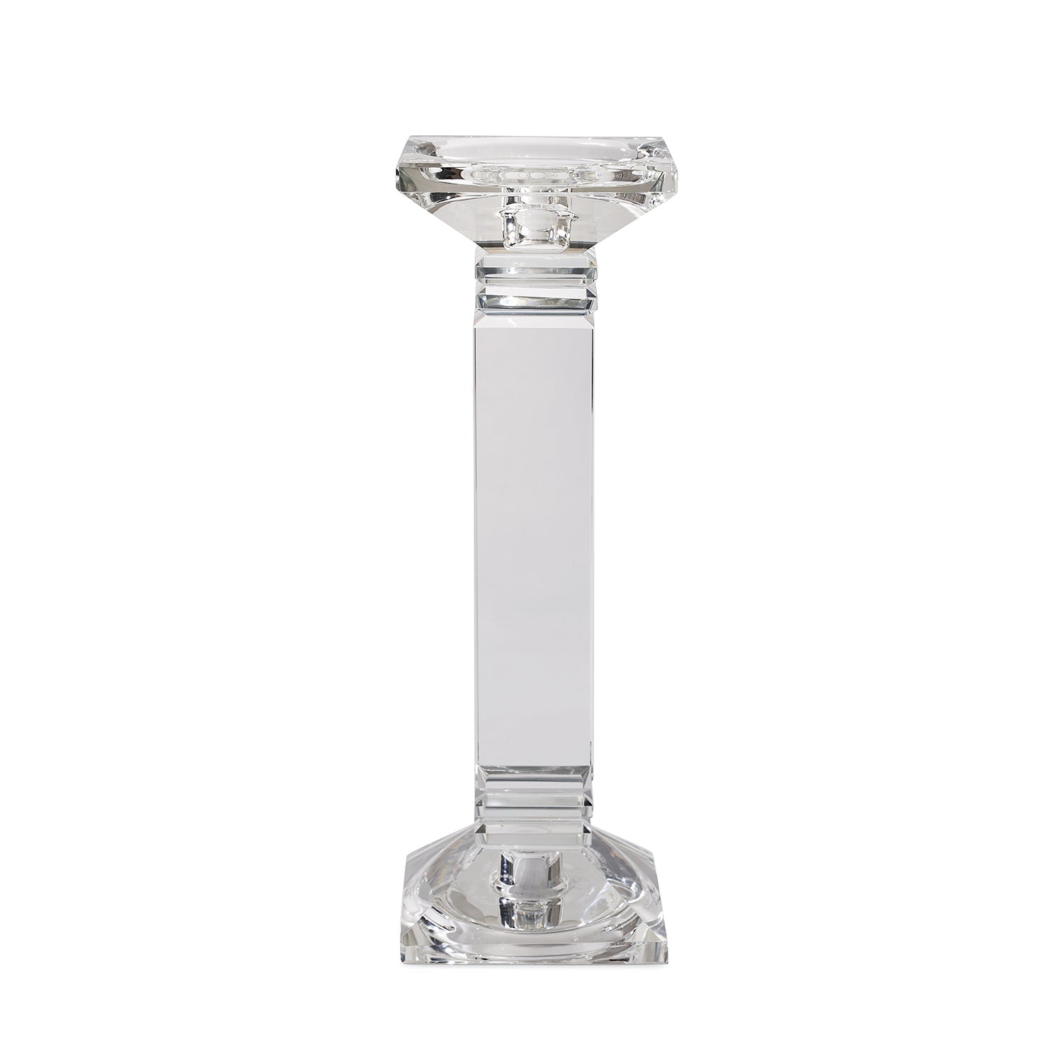 Clear Crystal Pillar Shaped Candle Holder