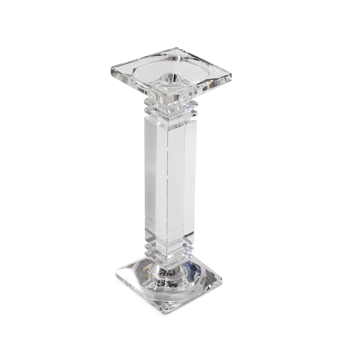 Clear Crystal Pillar Shaped Candle Holder