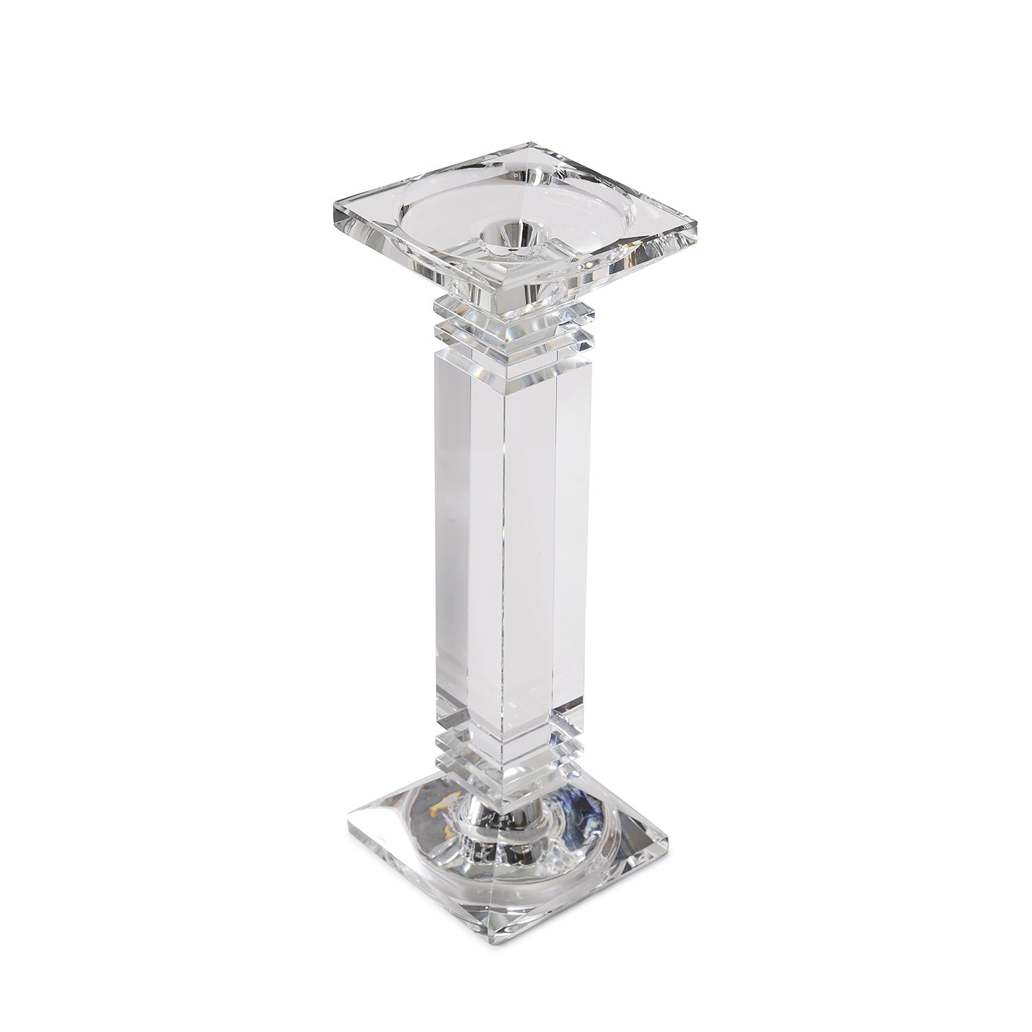 Clear Crystal Pillar Shaped Candle Holder