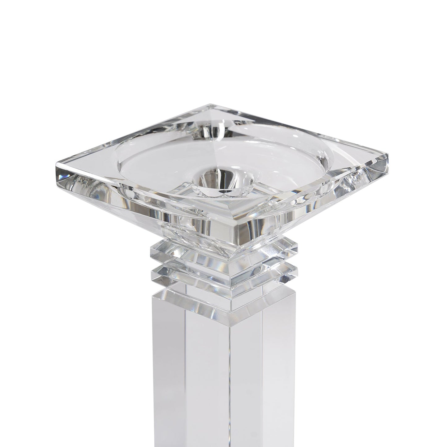 Clear Crystal Pillar Shaped Candle Holder