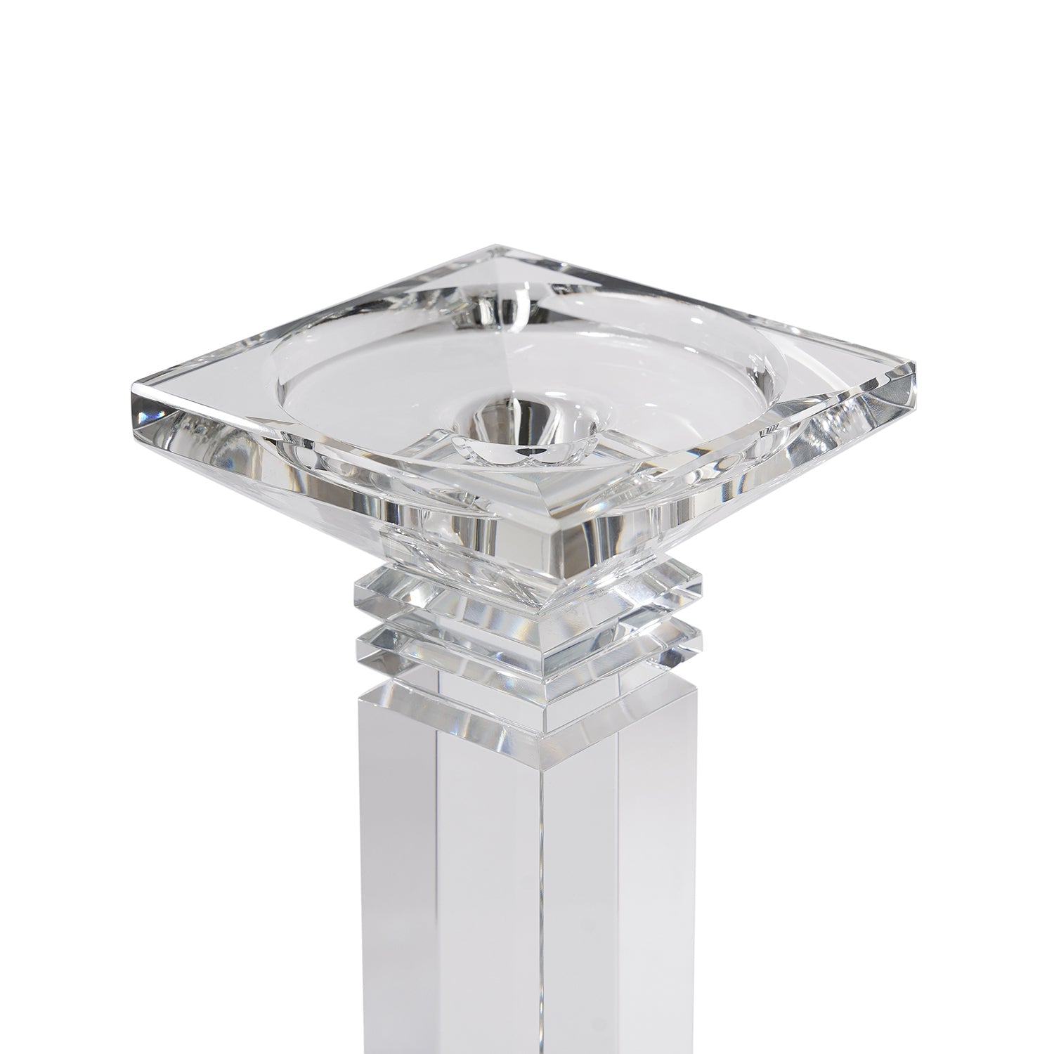 Clear Crystal Pillar Shaped Candle Holder