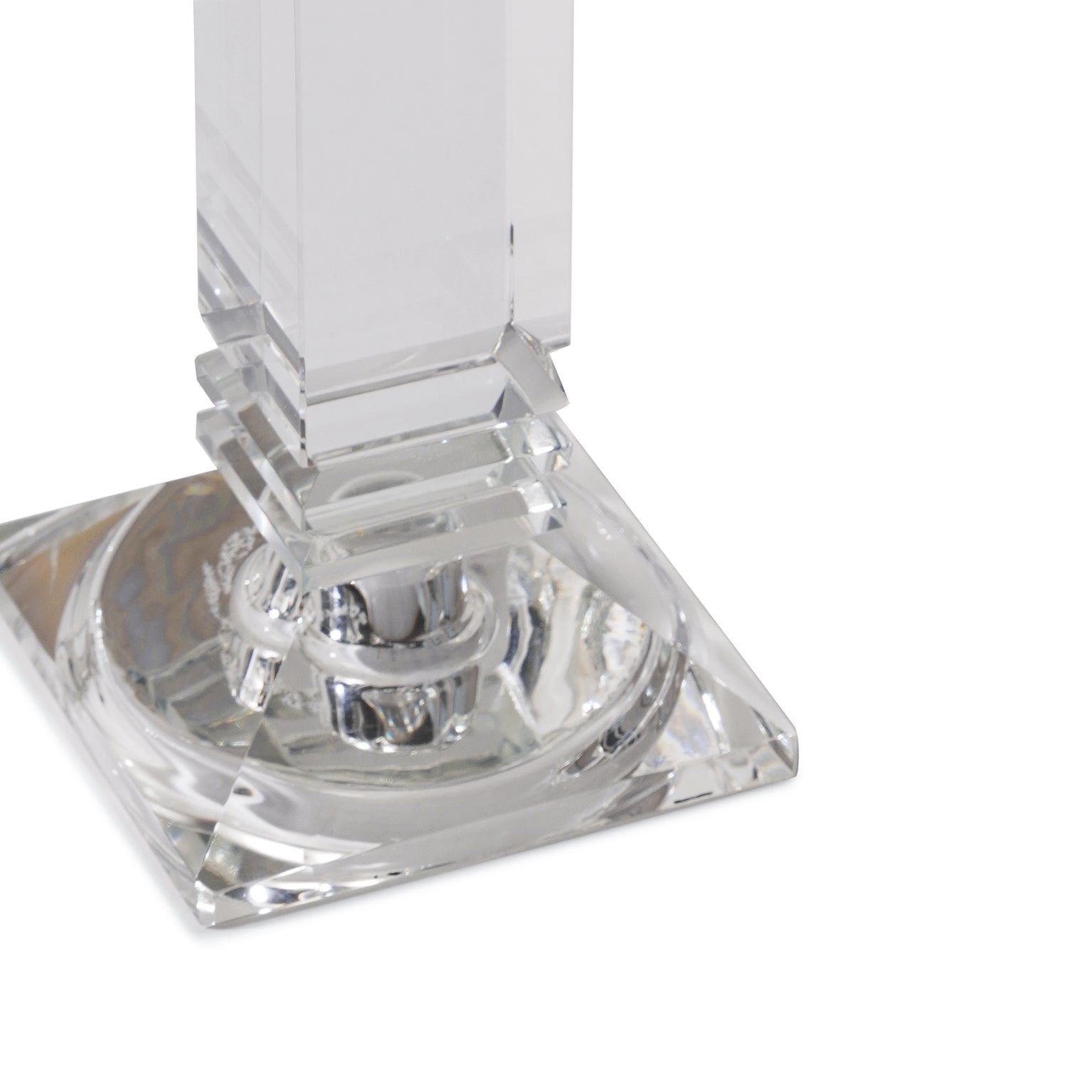 Clear Crystal Pillar Shaped Candle Holder