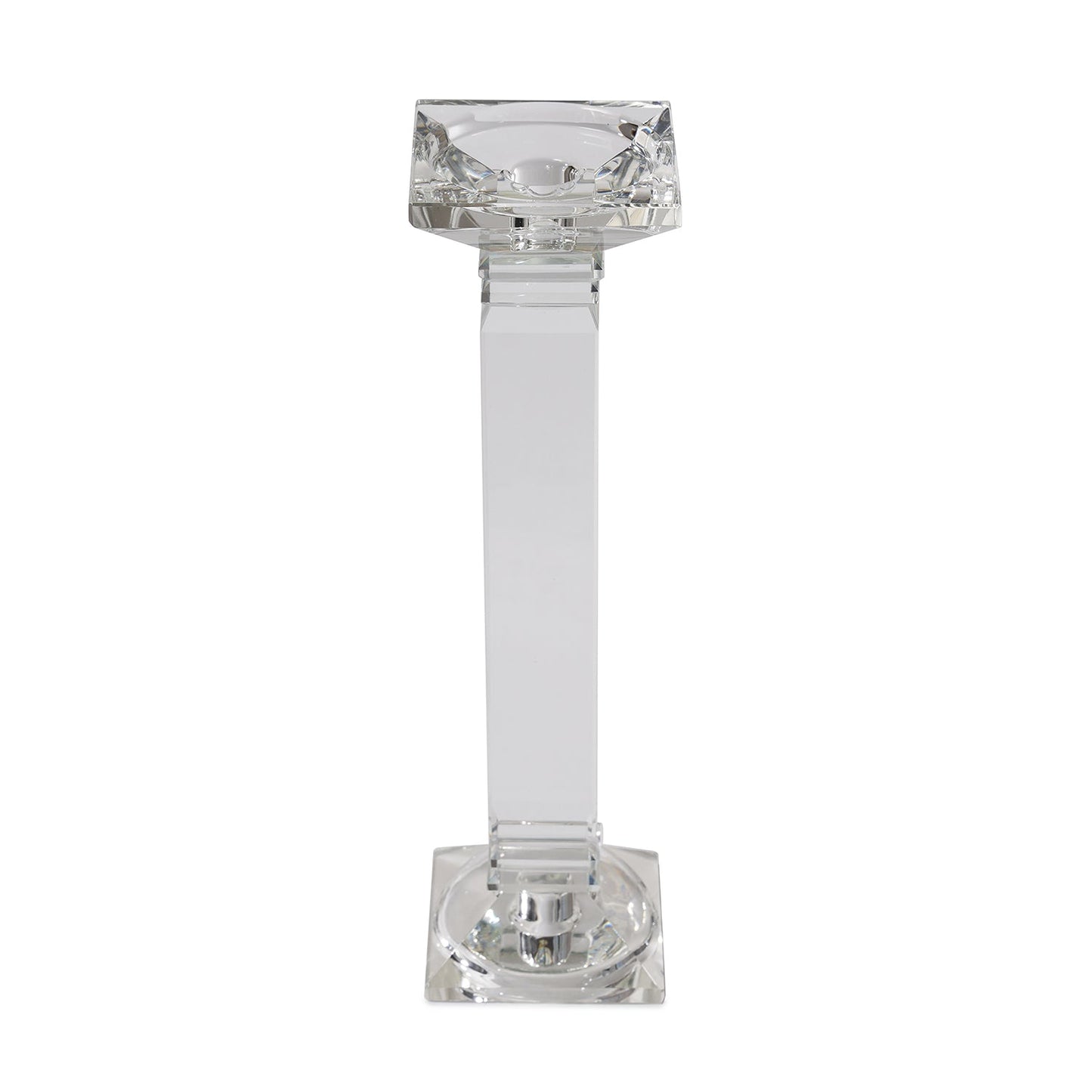 Clear Crystal Pillar Shaped Candle Holder- Large